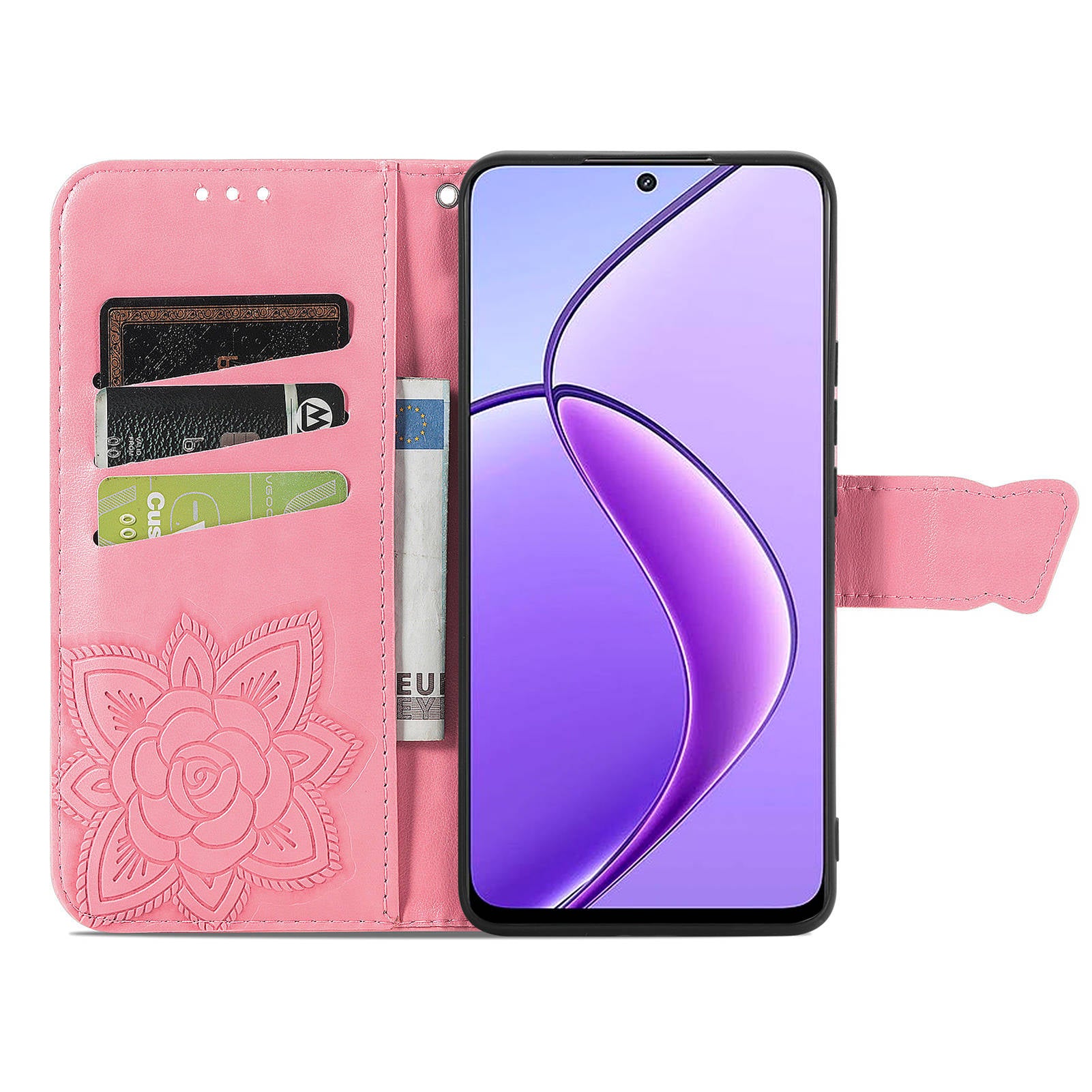 For Realme 12 Case Butterfly Imprinted PU Leather Magnetic Flip Stand Phone Cover