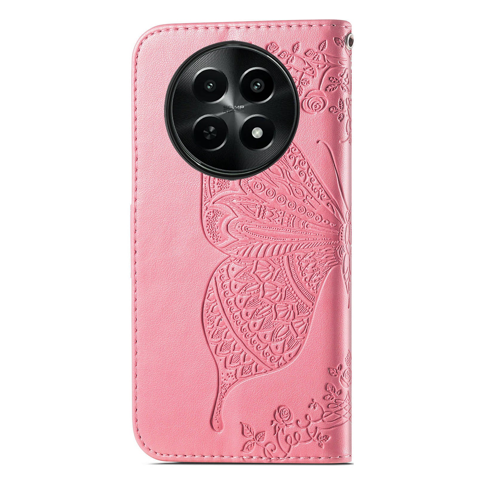For Realme 12 Case Butterfly Imprinted PU Leather Magnetic Flip Stand Phone Cover