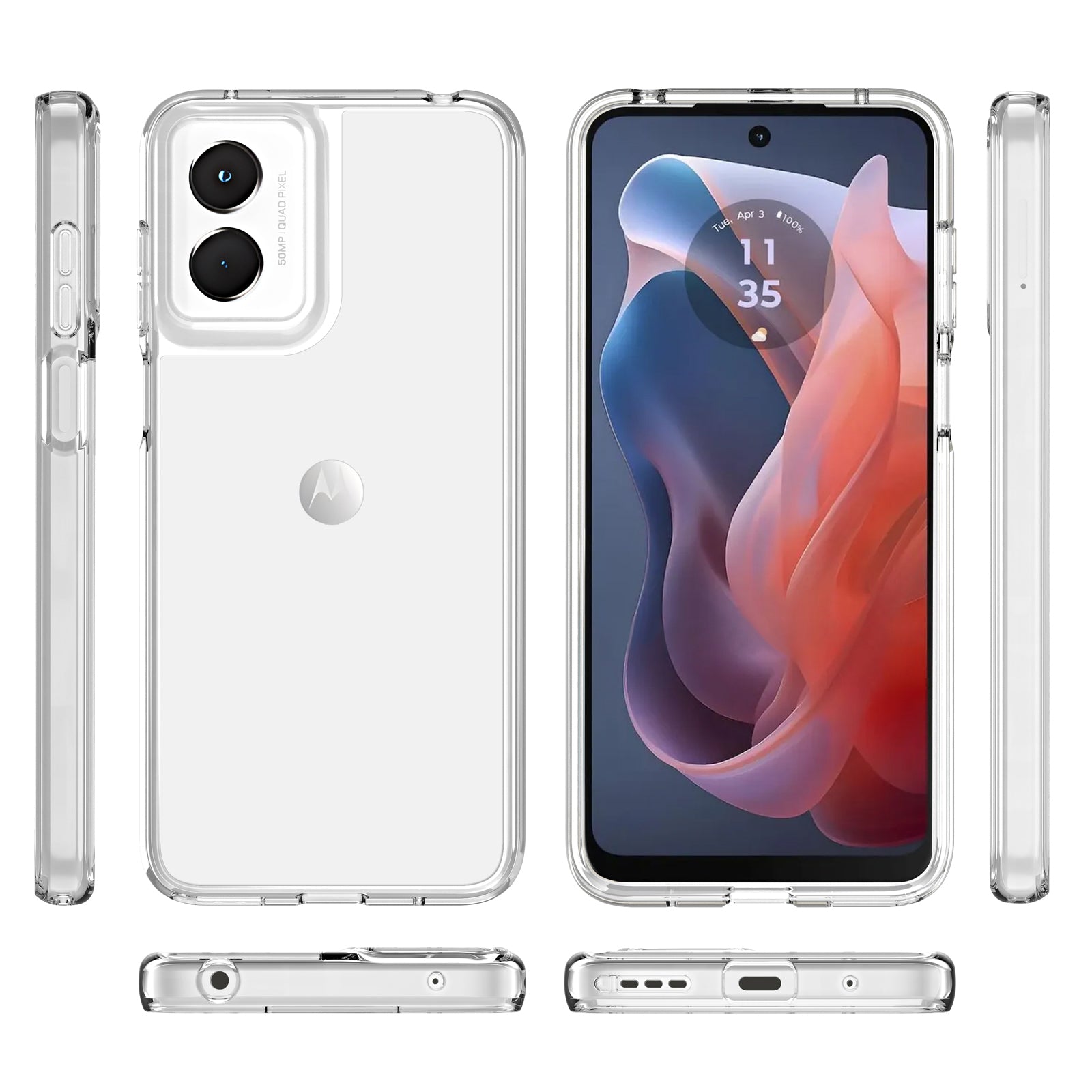 For Motorola Moto G Play (2024) 4G Cell Phone Case TPU+PC Clear Phone Back Cover