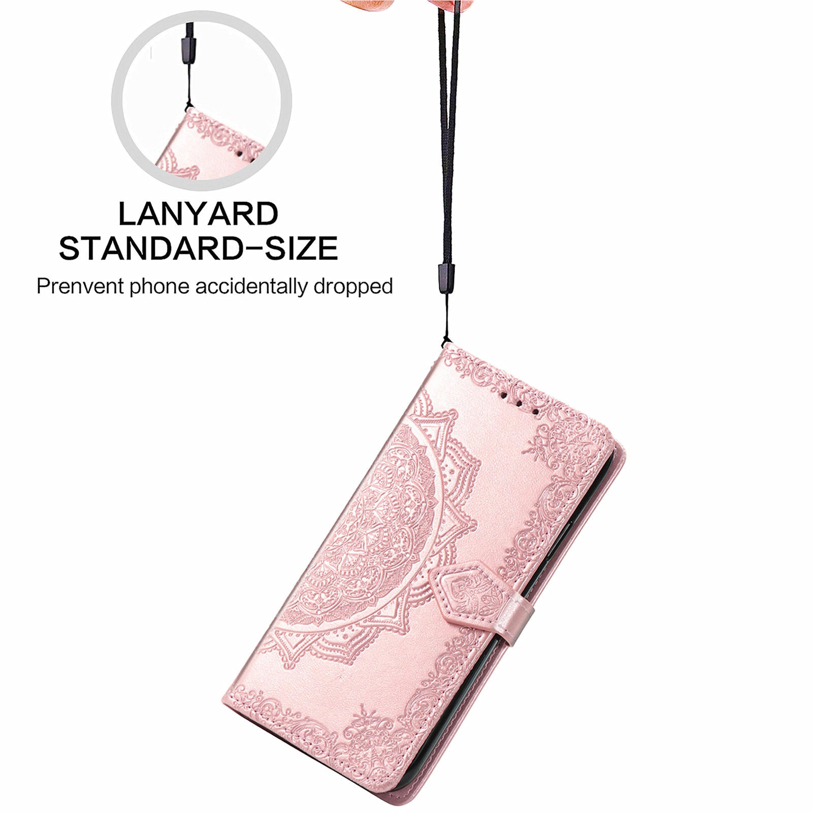 For Realme 12 Case PU Leather Wallet Phone Cover Emboss Mandala Flower