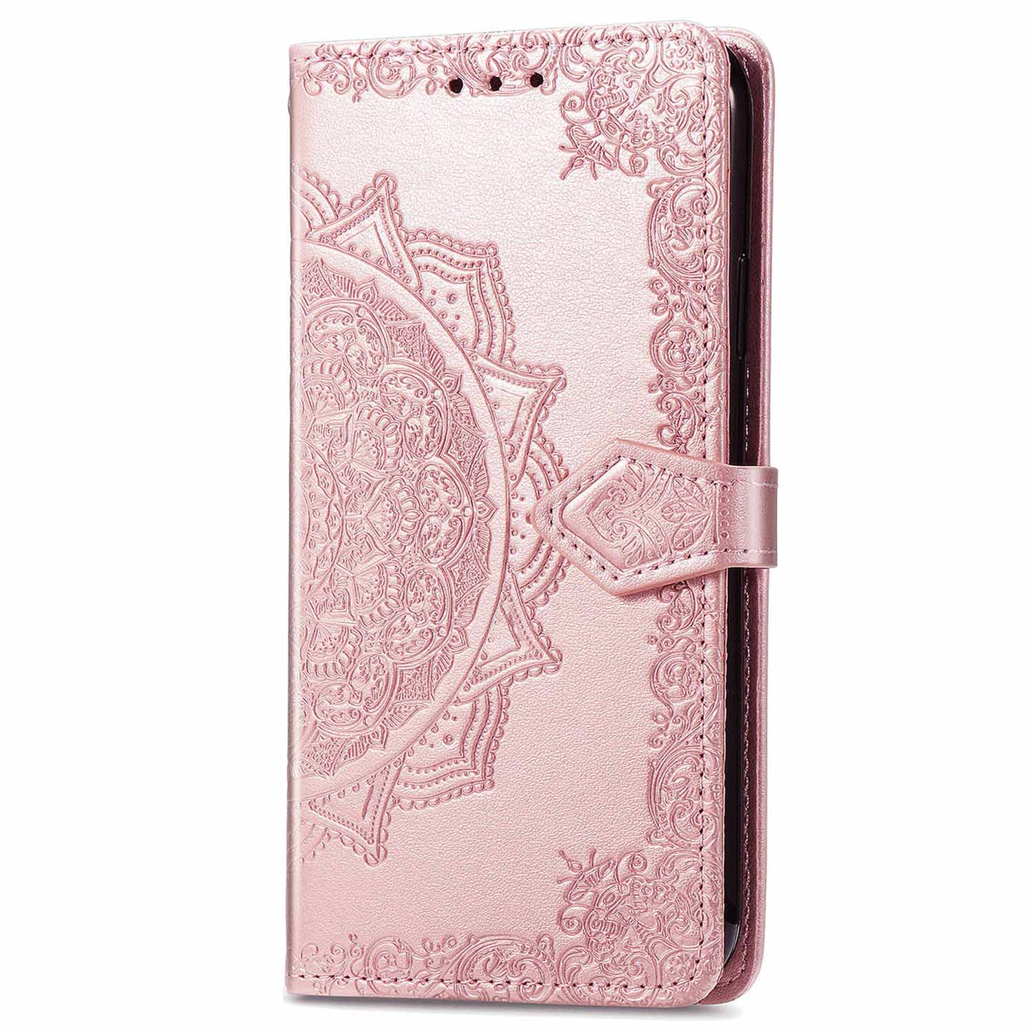 For Realme 12 Case PU Leather Wallet Phone Cover Emboss Mandala Flower