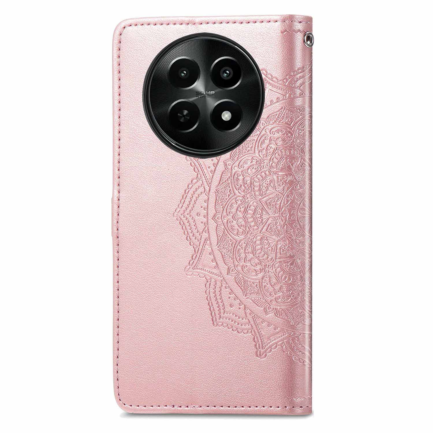 For Realme 12 Case PU Leather Wallet Phone Cover Emboss Mandala Flower