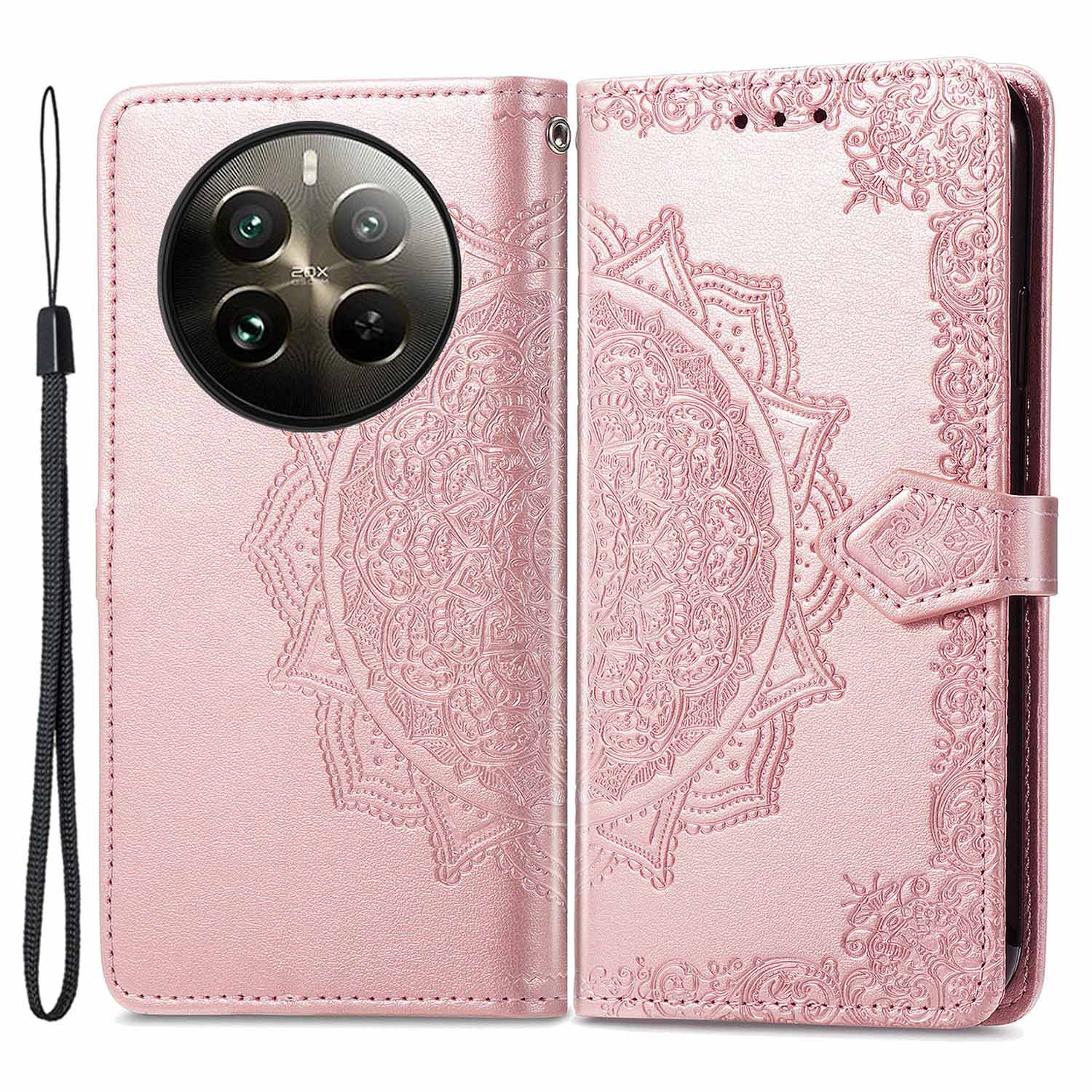 For Realme 12+ 5G PU Leather Case Card Slots Embossed Phone Wallet Cover