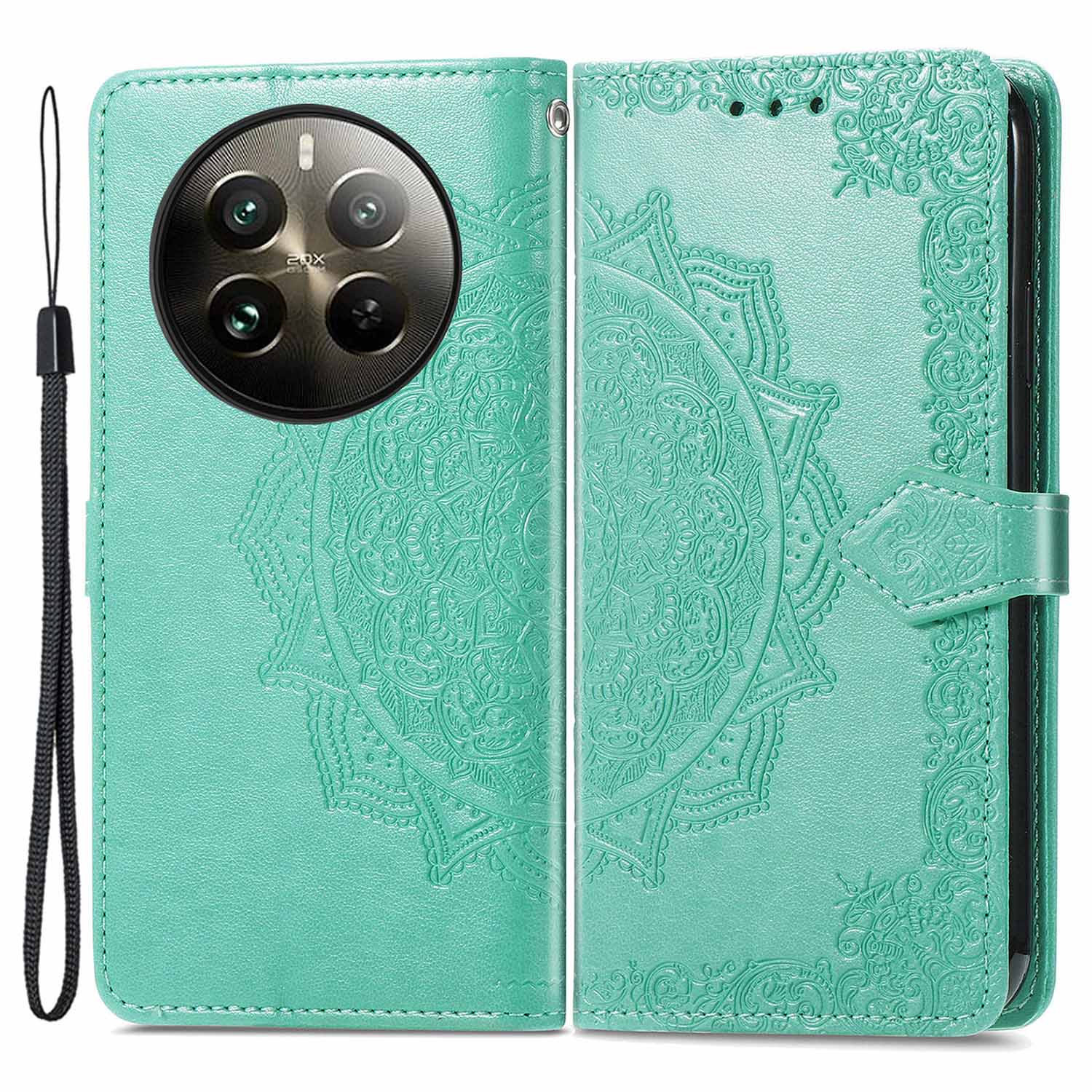 For Realme 12+ 5G PU Leather Case Card Slots Embossed Phone Wallet Cover