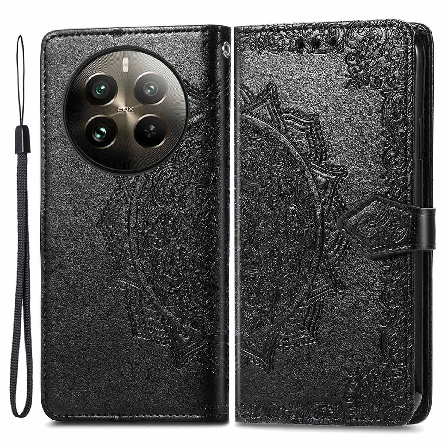 For Realme 12 Pro 5G / 12 Pro+ 5G Case Mandala Embossment Wallet Phone Leather Cover