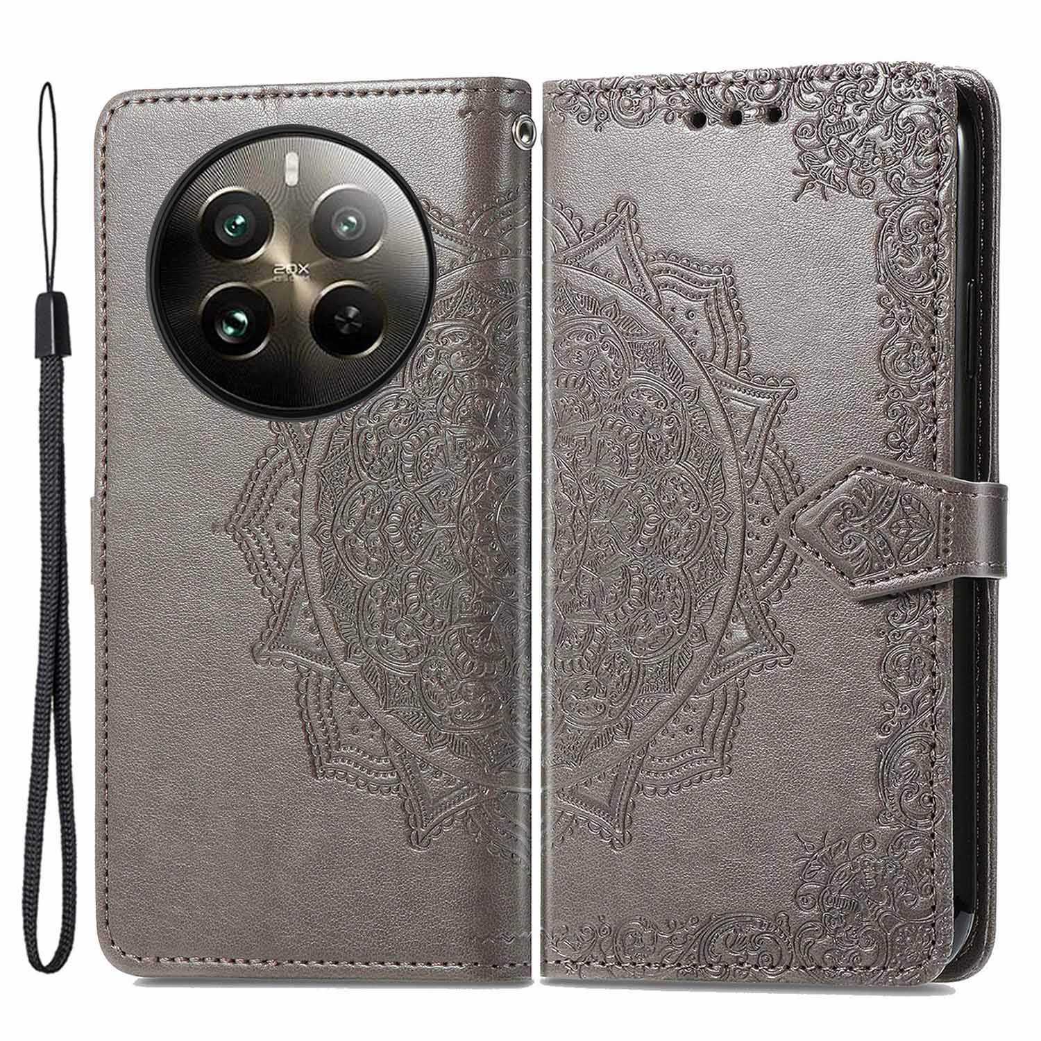 For Realme 12 Pro 5G / 12 Pro+ 5G Case Mandala Embossment Wallet Phone Leather Cover