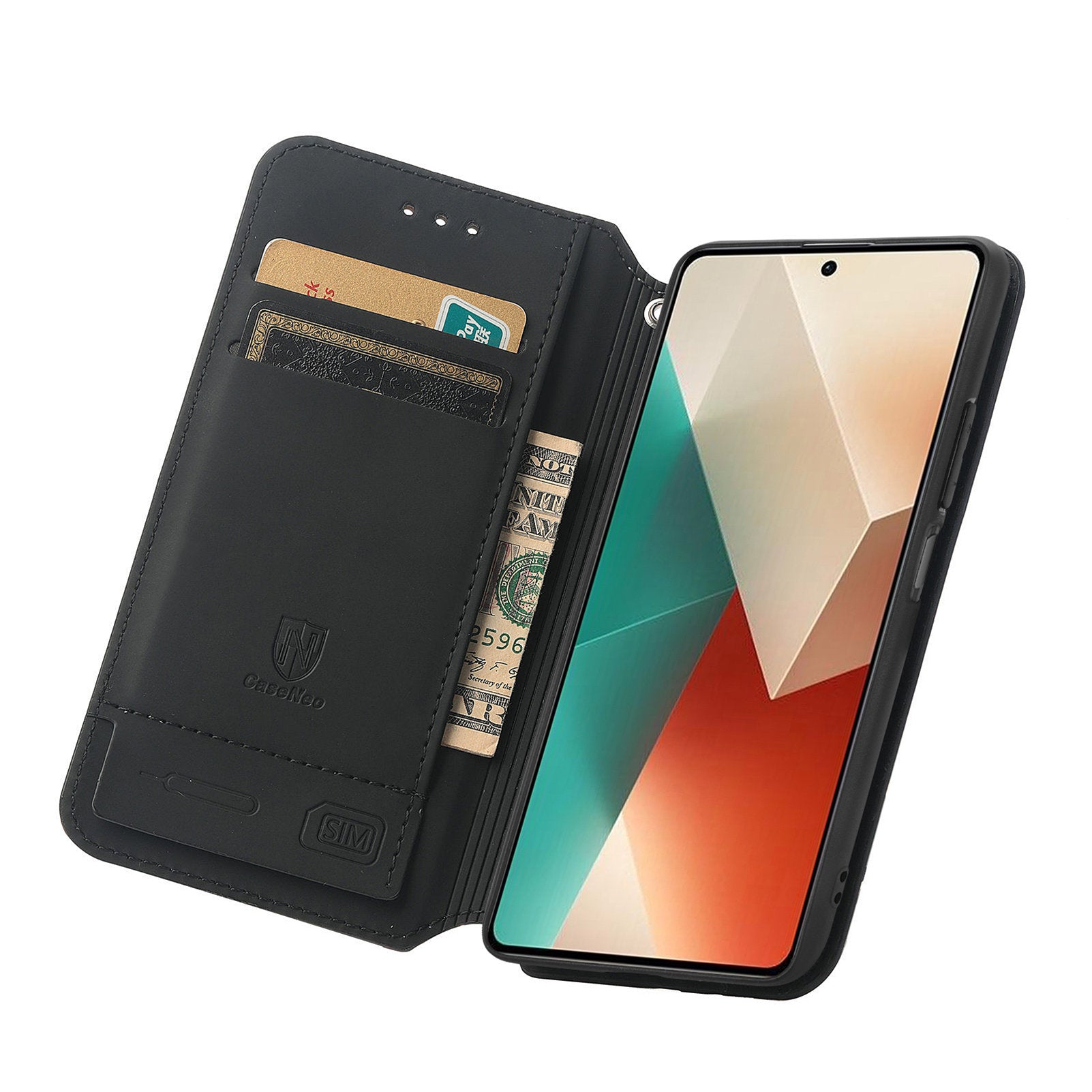 CASENEO 001 Series for Xiaomi Redmi Note 13 4G Case Wallet RFID Blocking Pattern Leather Phone Cover