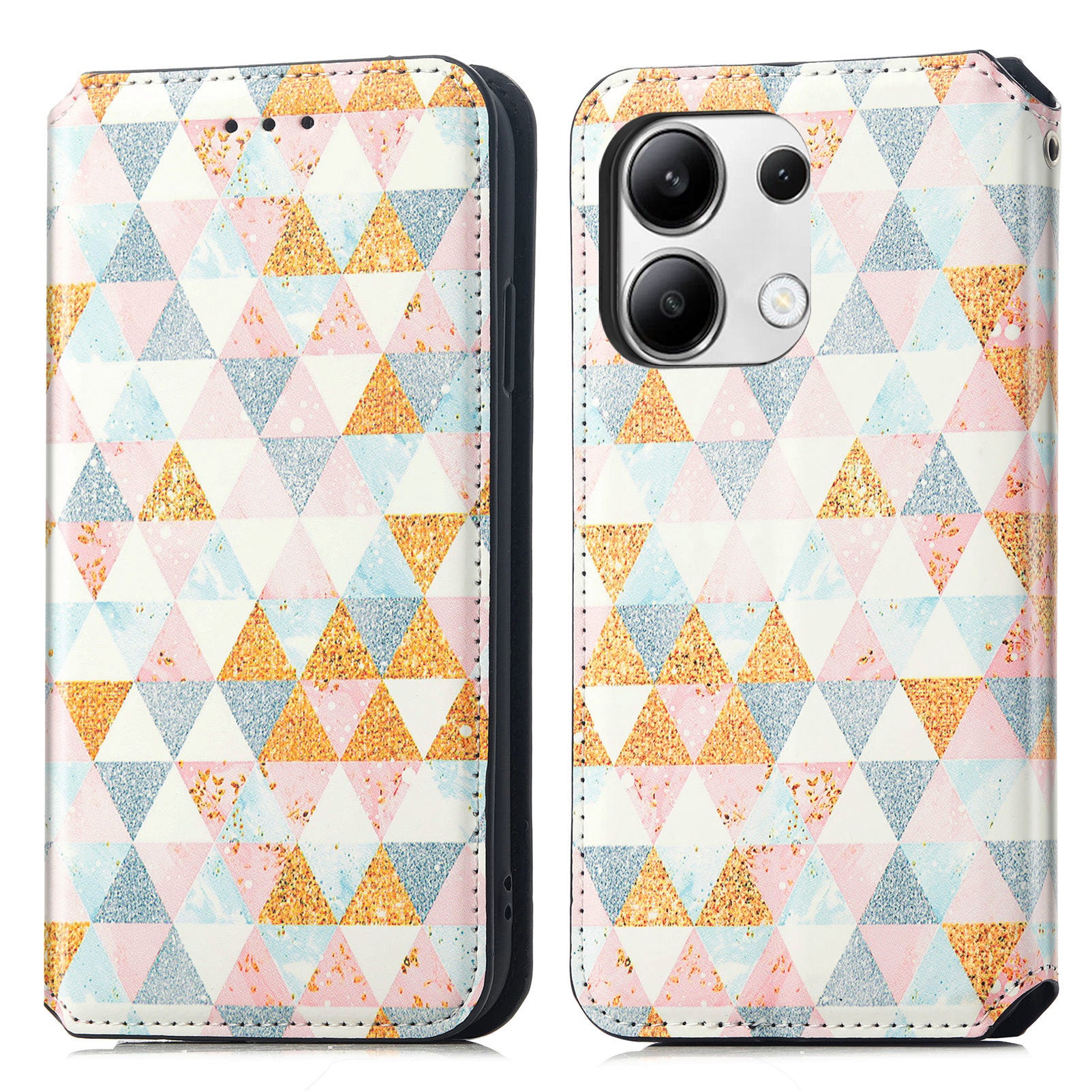 CASENEO 001 Series for Xiaomi Redmi Note 13 4G Case Wallet RFID Blocking Pattern Leather Phone Cover