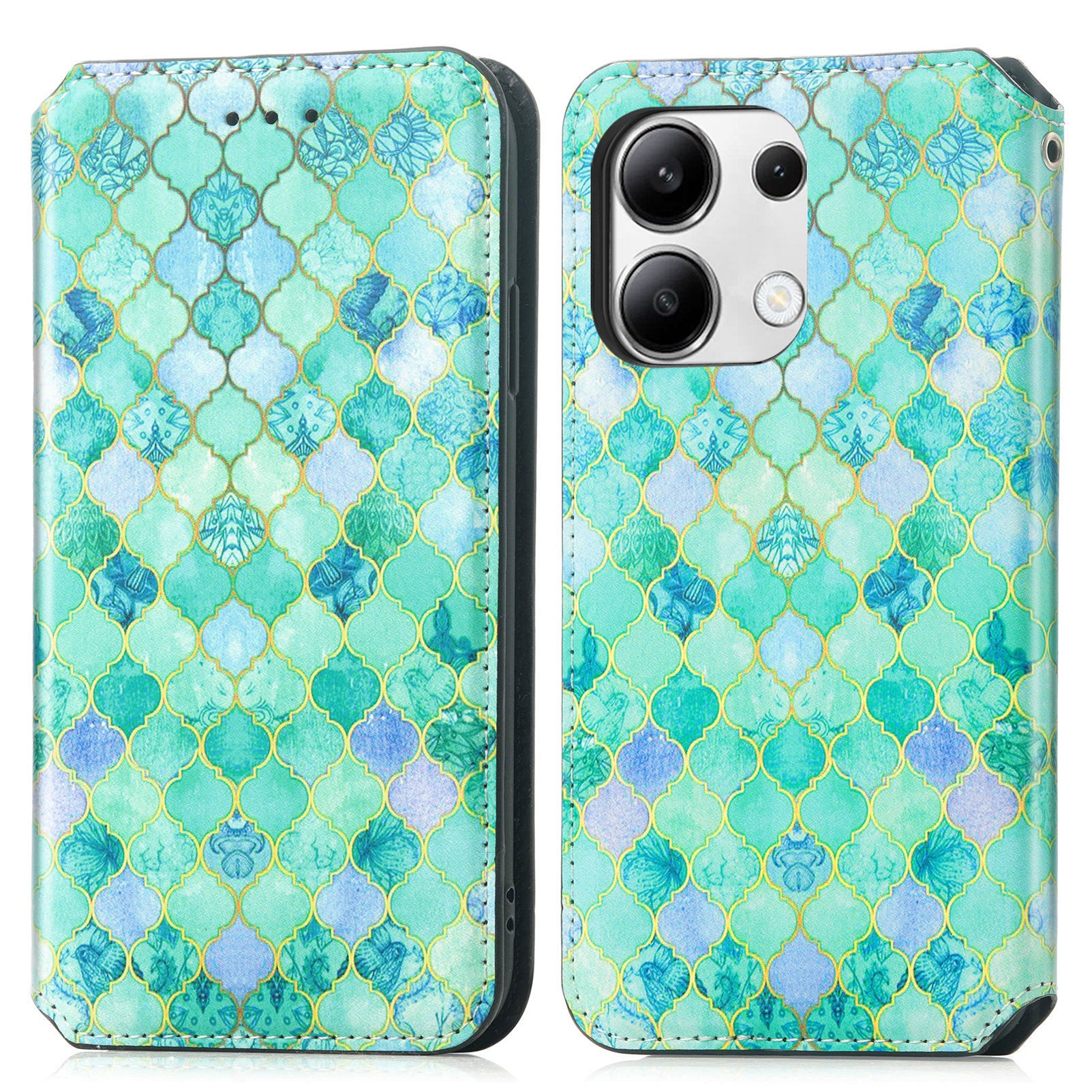 CASENEO 001 Series for Xiaomi Redmi Note 13 4G Case Wallet RFID Blocking Pattern Leather Phone Cover