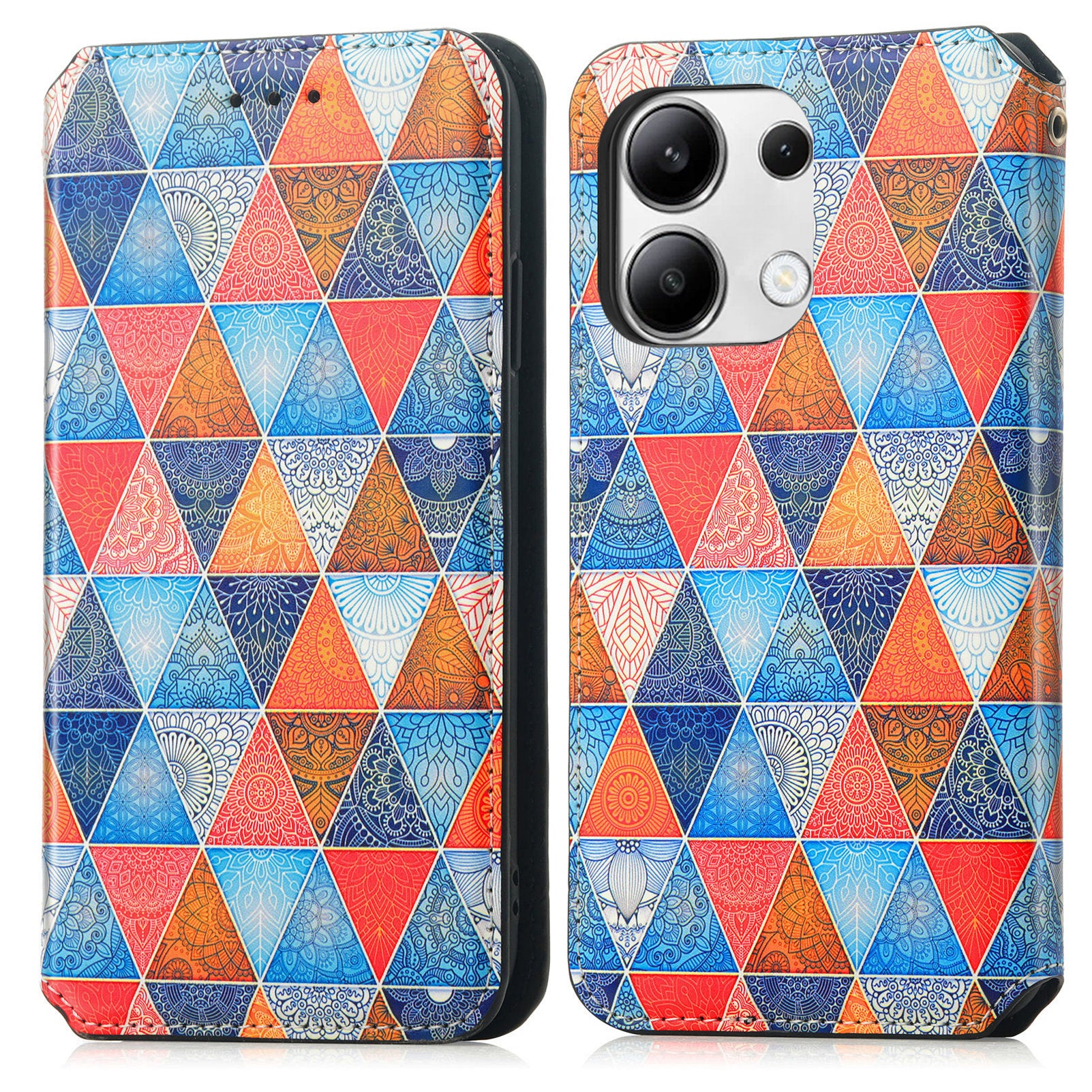 CASENEO 001 Series for Xiaomi Redmi Note 13 4G Case Wallet RFID Blocking Pattern Leather Phone Cover