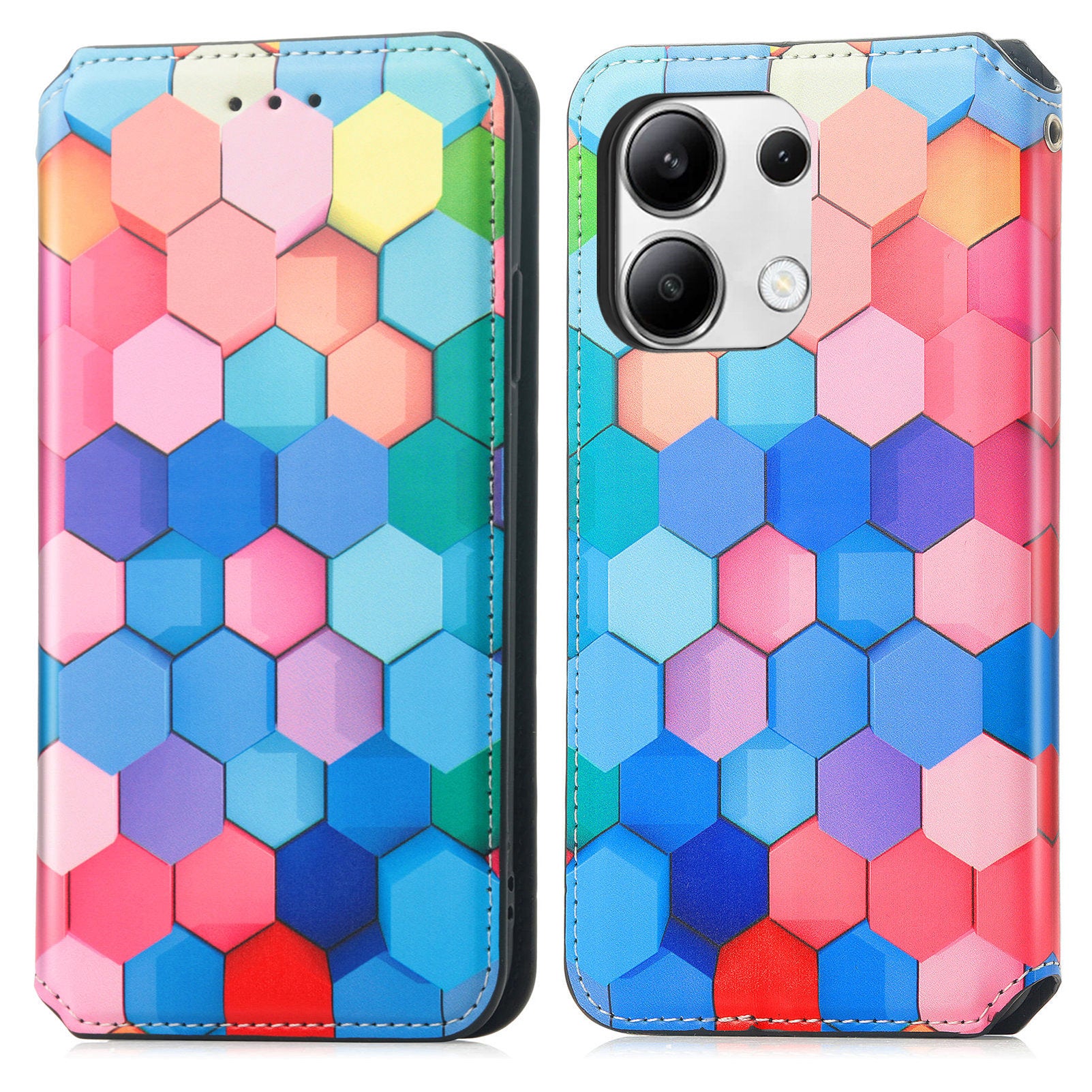 CASENEO 001 Series for Xiaomi Redmi Note 13 4G Case Wallet RFID Blocking Pattern Leather Phone Cover