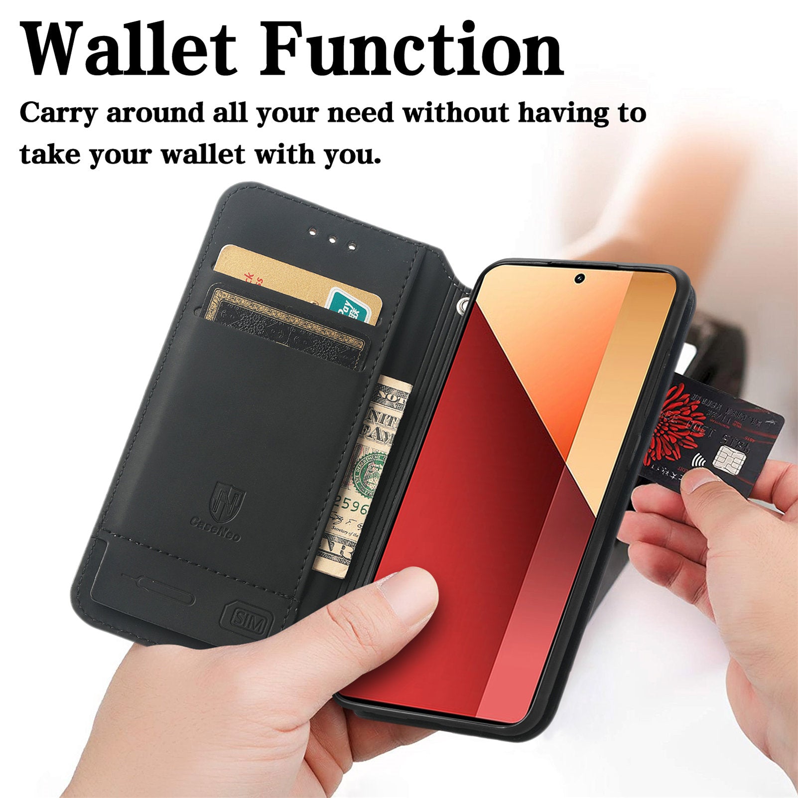 CASENEO 001 Series for Xiaomi Redmi Note 13 Pro 4G / Poco M6 Pro 4G Wallet Case Pattern Leather Cover