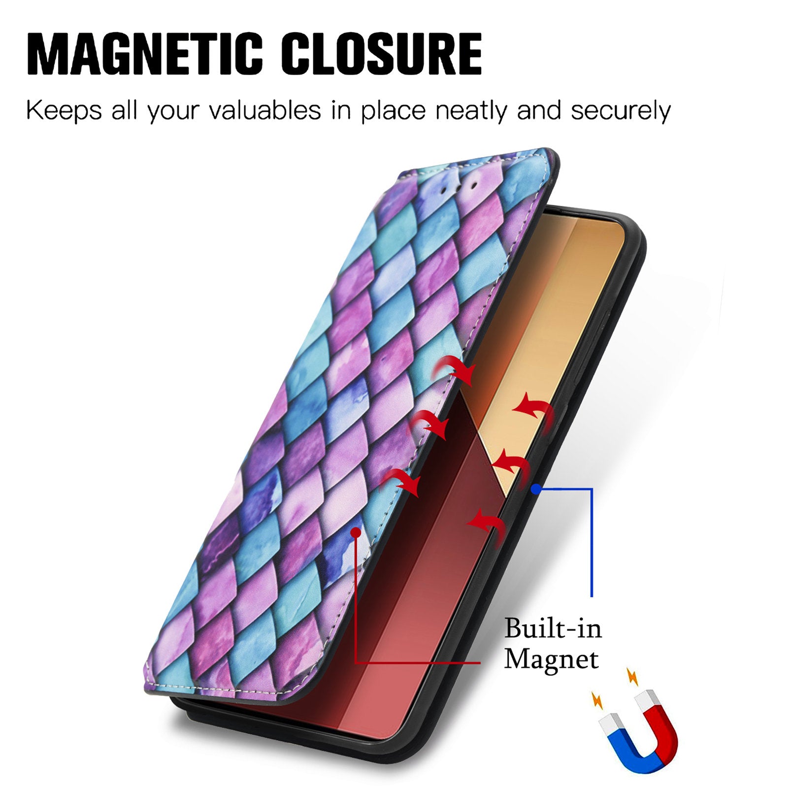 CASENEO 001 Series for Xiaomi Redmi Note 13 Pro 4G / Poco M6 Pro 4G Wallet Case Pattern Leather Cover