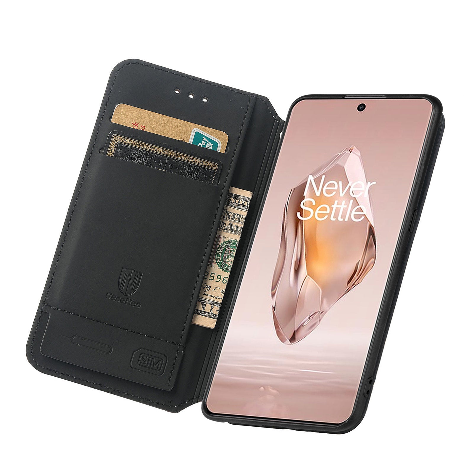CASENEO 001 Series for OnePlus Ace 3 5G / 12R 5G Case RFID Blocking Pattern Leather Wallet Phone Cover