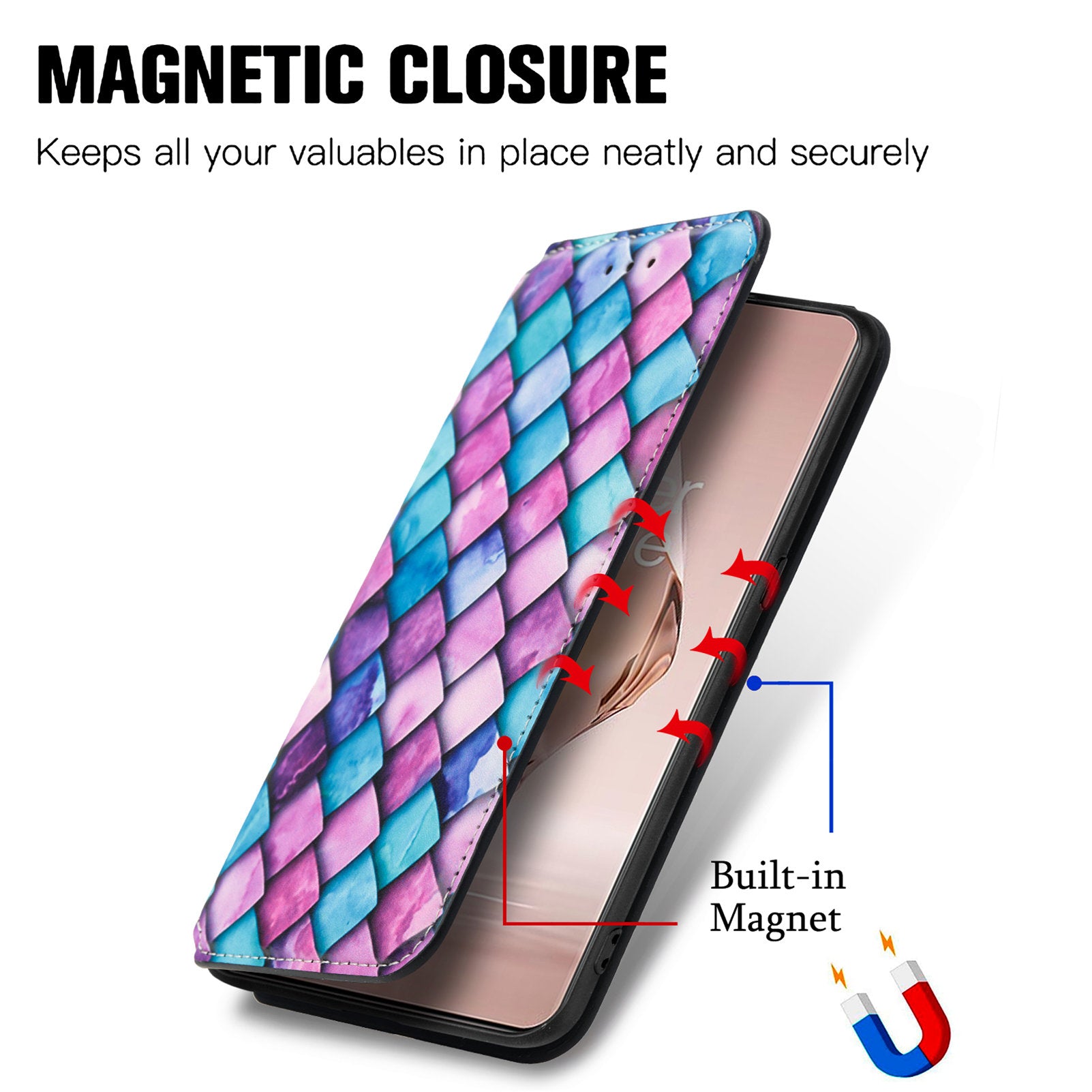 CASENEO 001 Series for OnePlus Ace 3 5G / 12R 5G Case RFID Blocking Pattern Leather Wallet Phone Cover