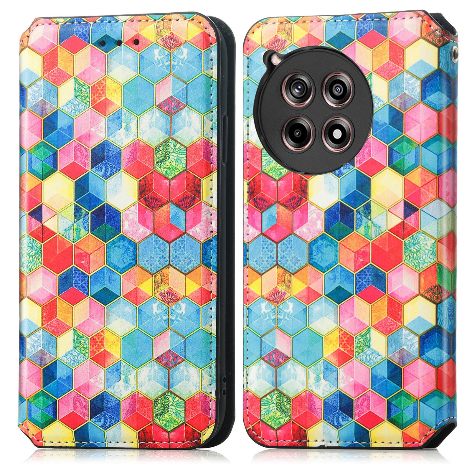 CASENEO 001 Series for OnePlus Ace 3 5G / 12R 5G Case RFID Blocking Pattern Leather Wallet Phone Cover