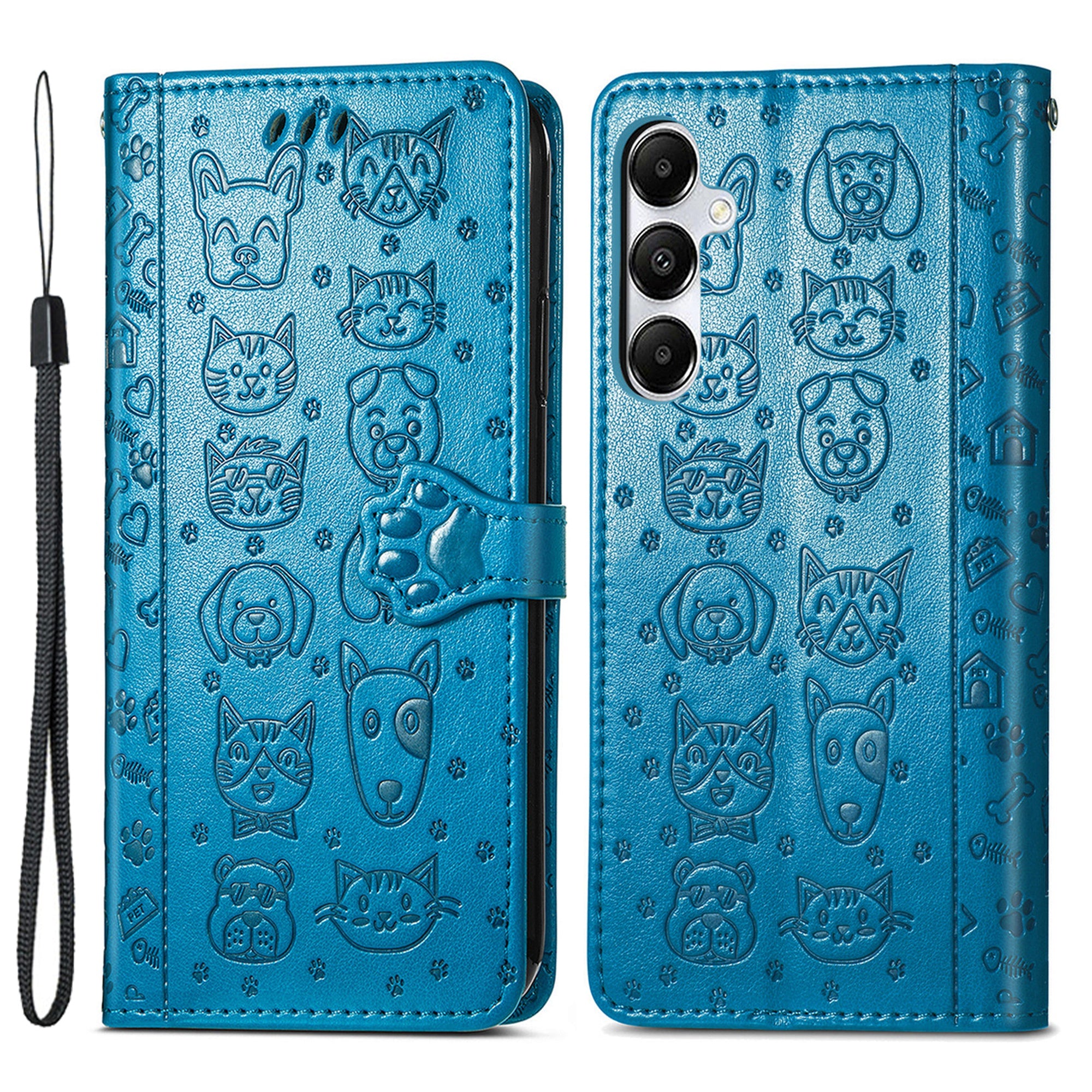 For Samsung Galaxy A55 5G Magnetic Phone Case Leather Drop-proof Cover with Wrist Strap
