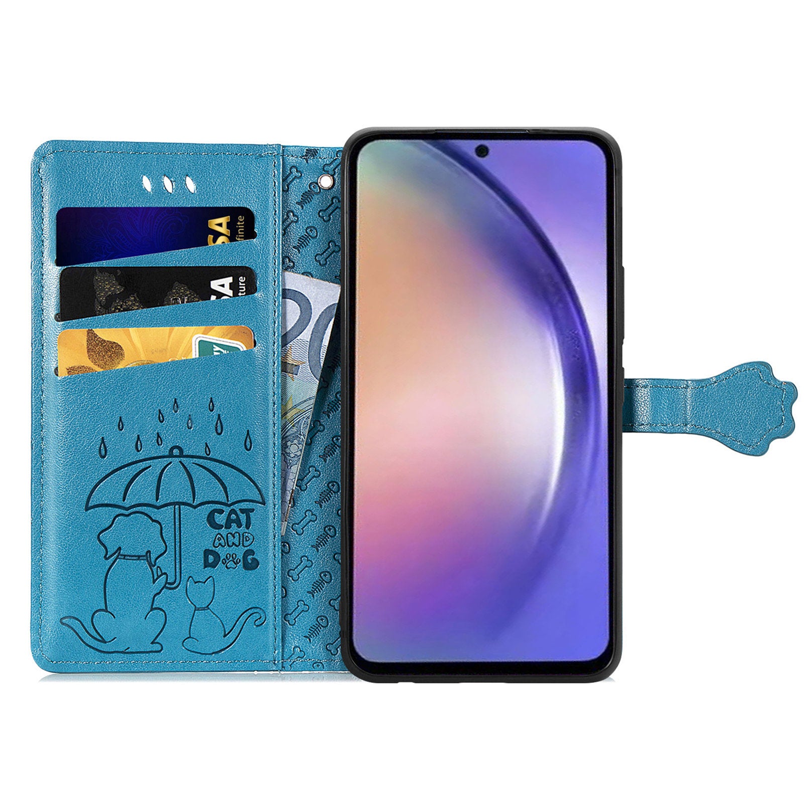 For Samsung Galaxy A55 5G Magnetic Phone Case Leather Drop-proof Cover with Wrist Strap