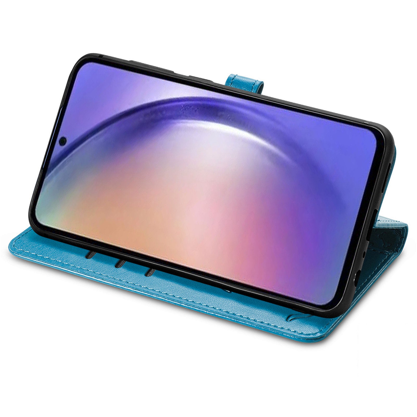 For Samsung Galaxy A55 5G Magnetic Phone Case Leather Drop-proof Cover with Wrist Strap