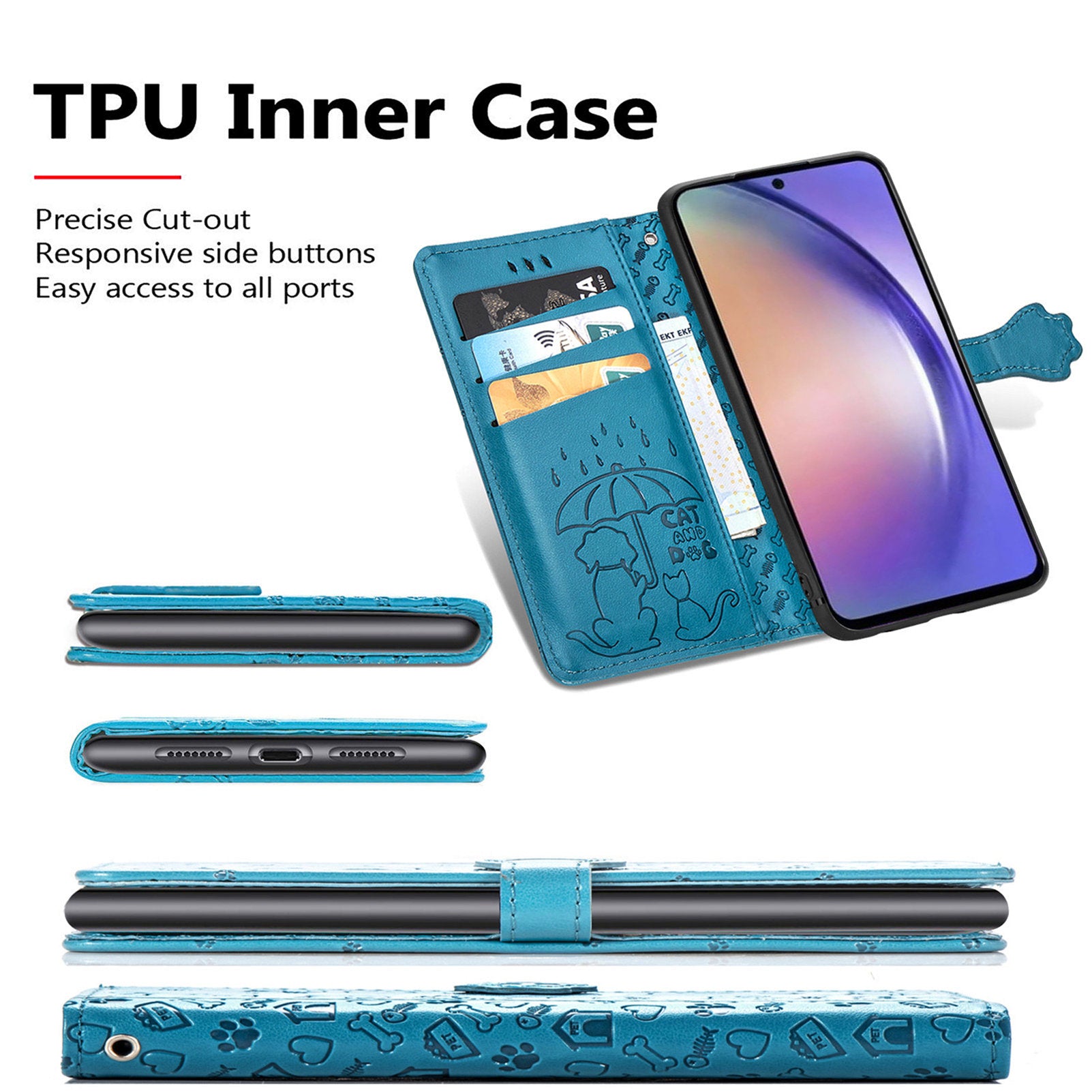 For Samsung Galaxy A55 5G Magnetic Phone Case Leather Drop-proof Cover with Wrist Strap