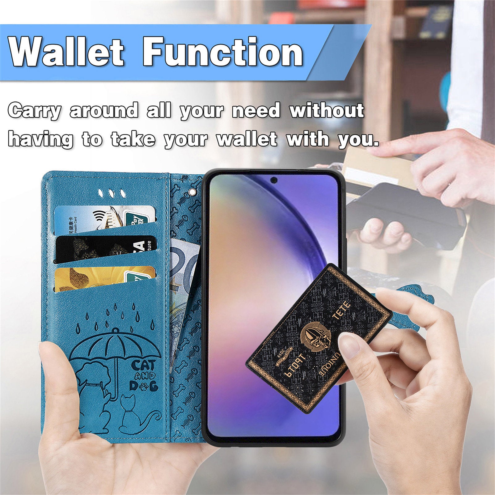 For Samsung Galaxy A55 5G Magnetic Phone Case Leather Drop-proof Cover with Wrist Strap