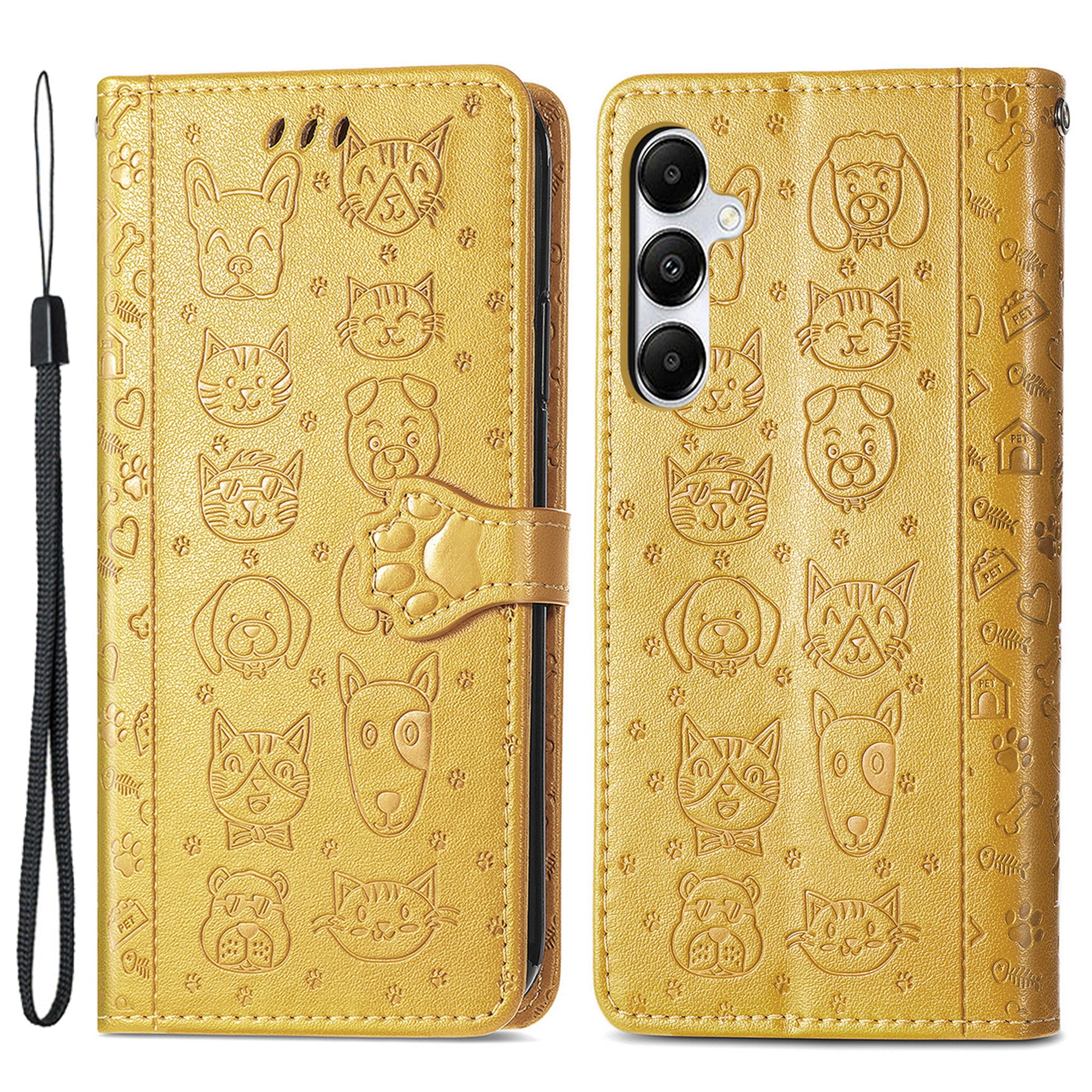 For Samsung Galaxy A55 5G Magnetic Phone Case Leather Drop-proof Cover with Wrist Strap