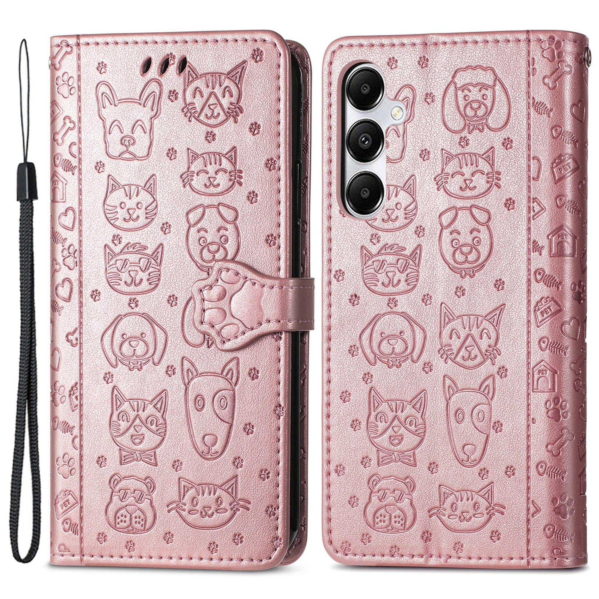 For Samsung Galaxy A55 5G Magnetic Phone Case Leather Drop-proof Cover with Wrist Strap