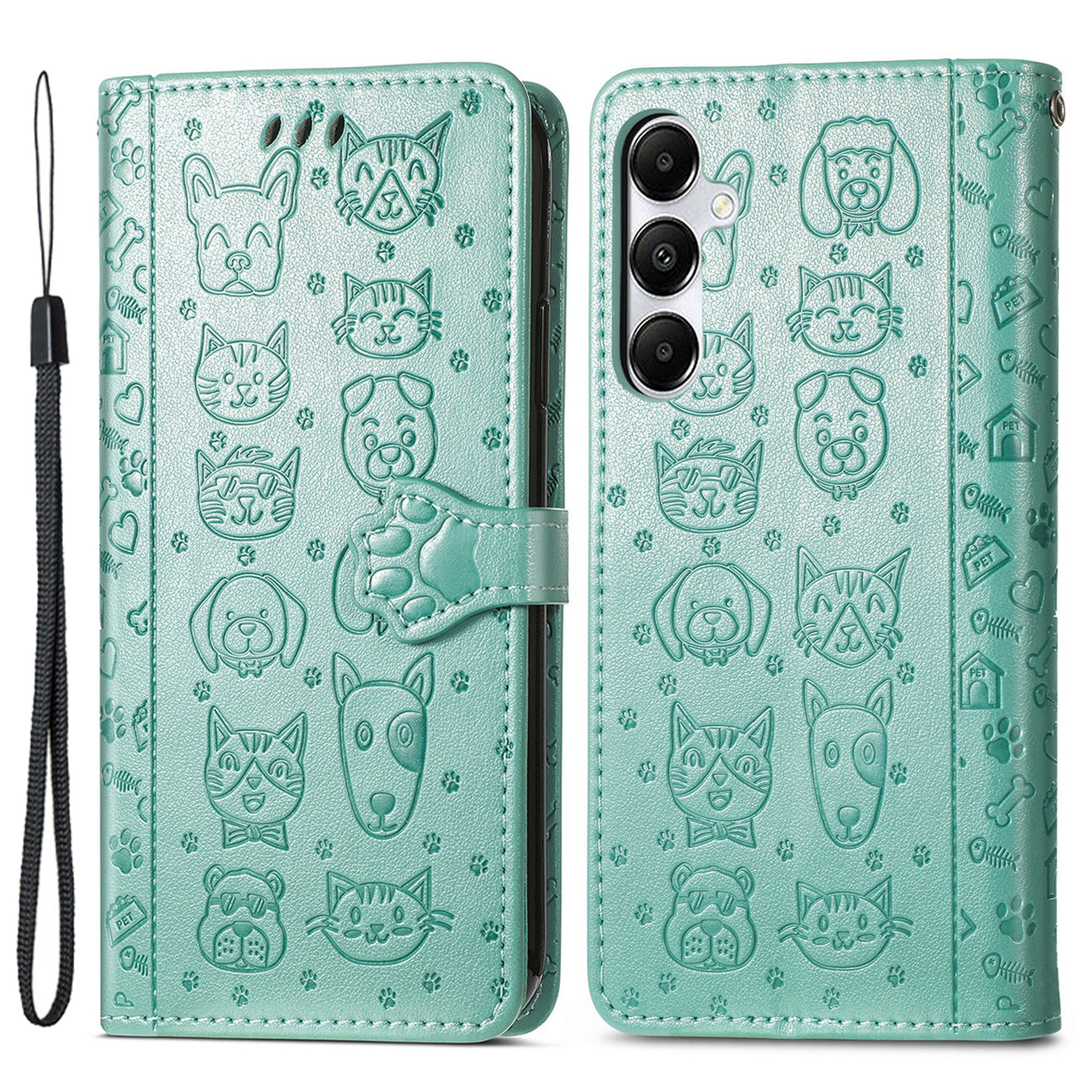 For Samsung Galaxy A55 5G Magnetic Phone Case Leather Drop-proof Cover with Wrist Strap