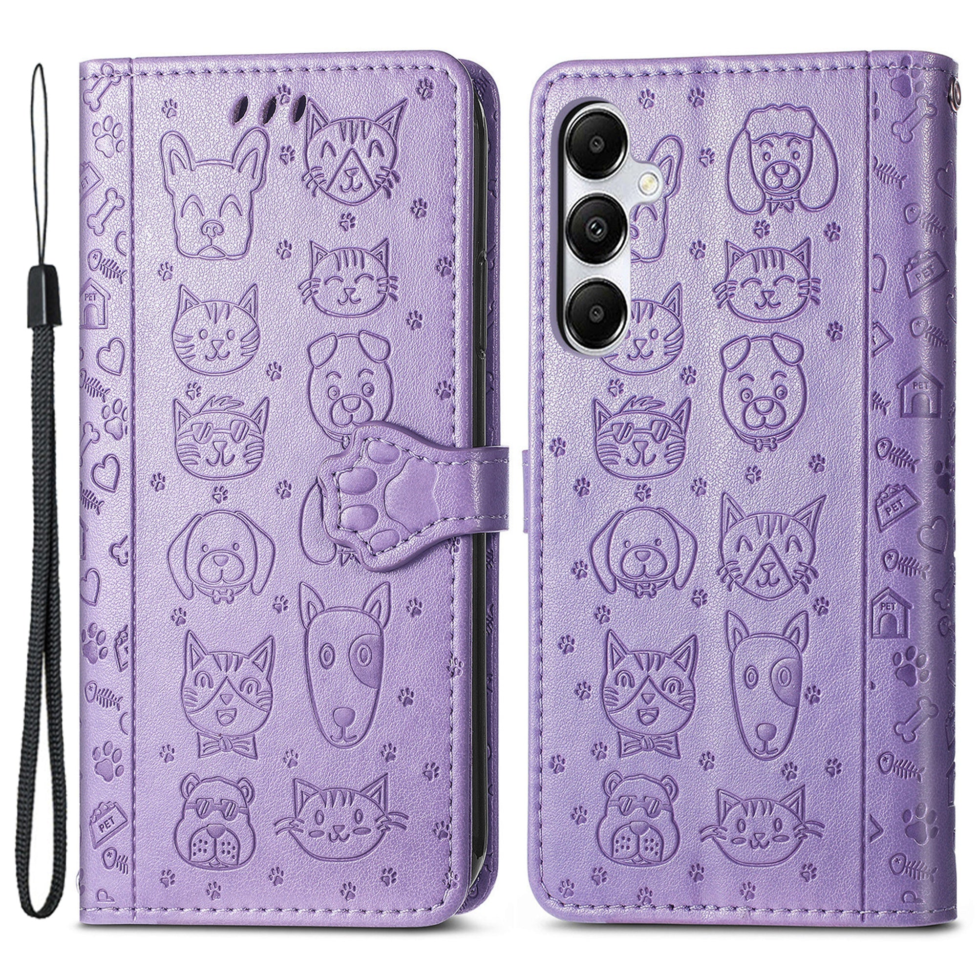 For Samsung Galaxy A55 5G Magnetic Phone Case Leather Drop-proof Cover with Wrist Strap