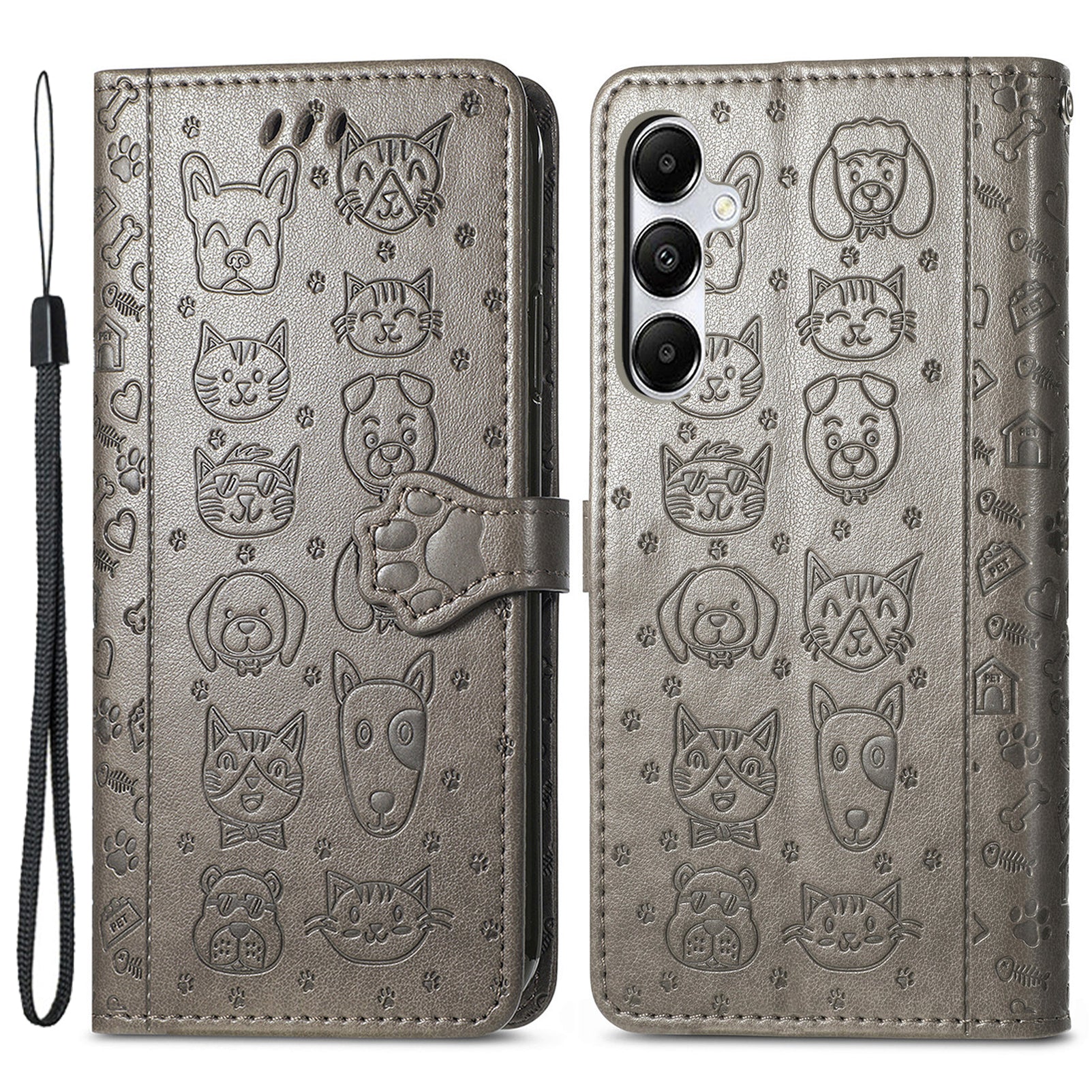 For Samsung Galaxy A55 5G Magnetic Phone Case Leather Drop-proof Cover with Wrist Strap