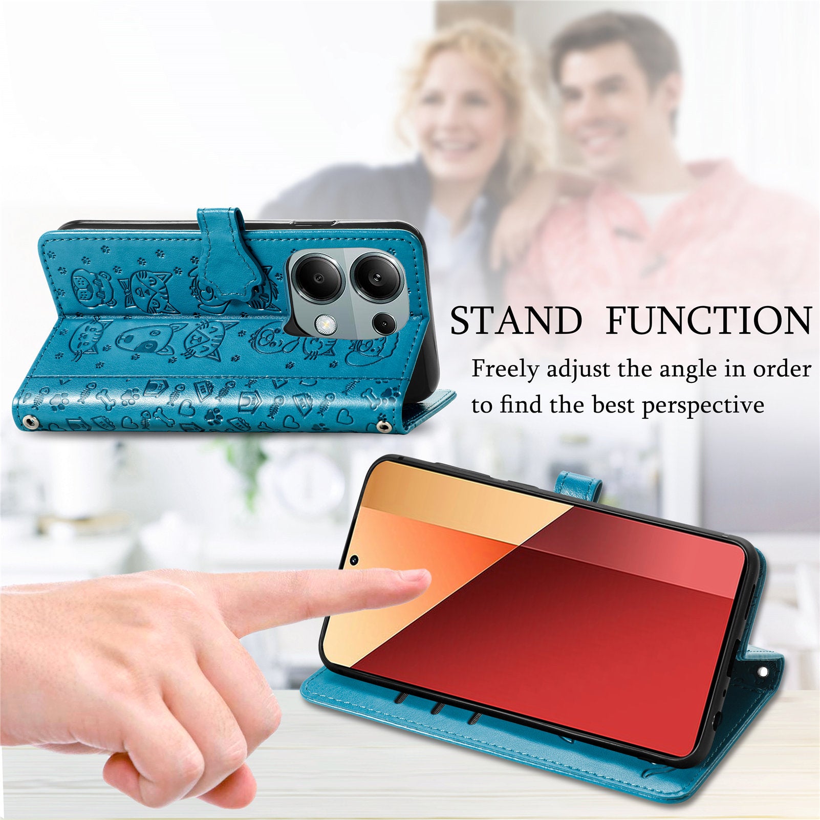 For Xiaomi Redmi Note 13 Pro 4G Phone Cover Imprinted PU Leather Wallet Stand Case