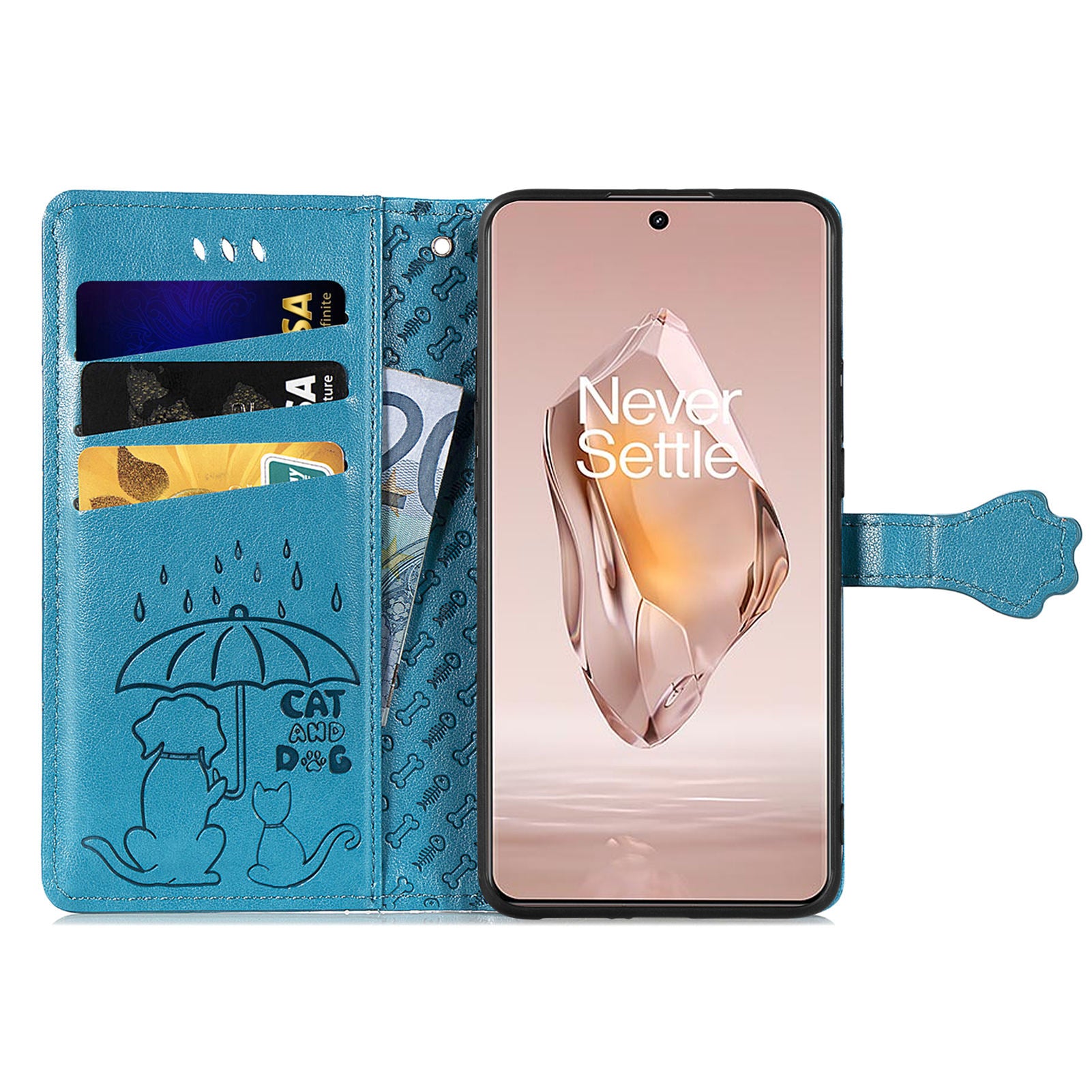 For OnePlus Ace 3 5G / 12R 5G Case PU Leather Cat Dog Pattern Magnetic Flip Phone Cover