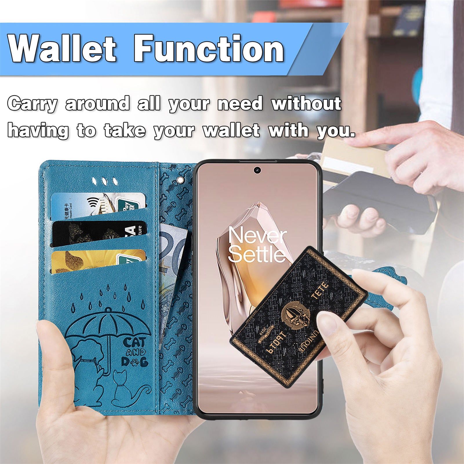For OnePlus Ace 3 5G / 12R 5G Case PU Leather Cat Dog Pattern Magnetic Flip Phone Cover