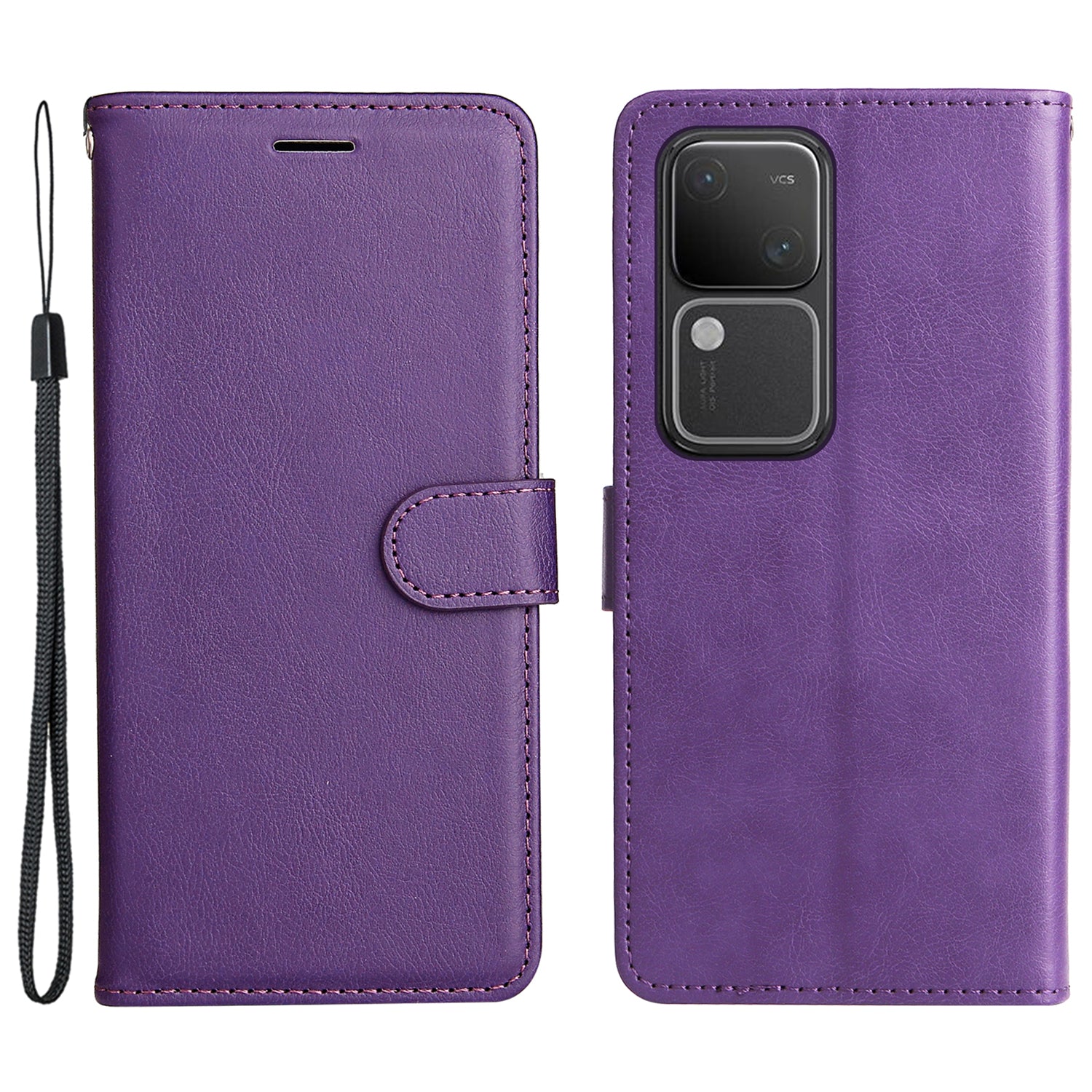 KT Leather Series-2 for vivo S18 5G Case Solid Color Leather Flip Phone Cover with Hand Strap
