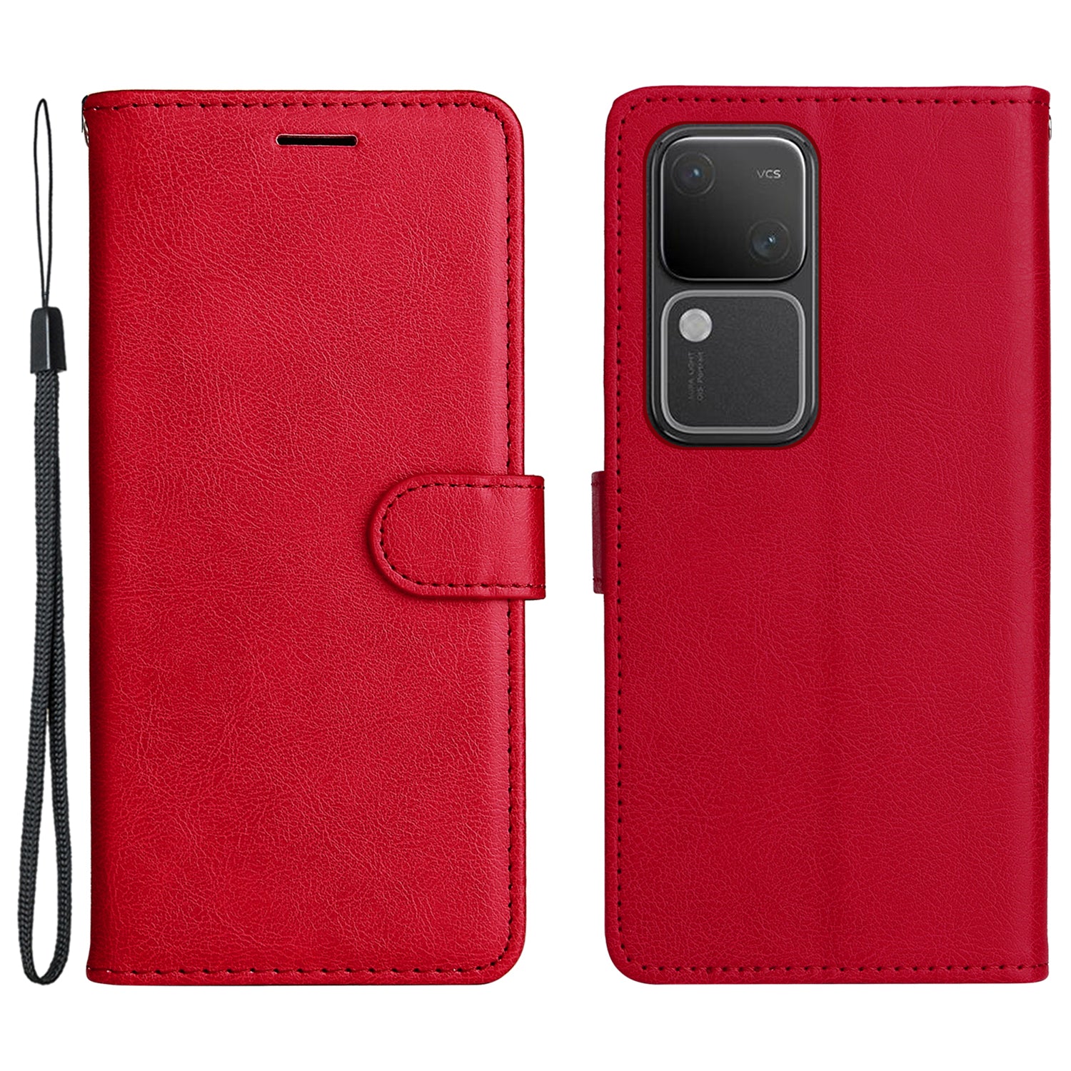 KT Leather Series-2 for vivo S18 5G Case Solid Color Leather Flip Phone Cover with Hand Strap
