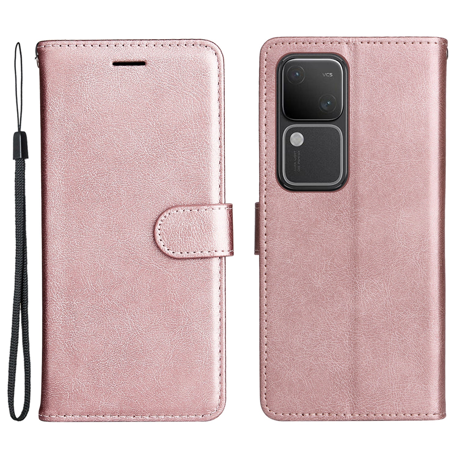 KT Leather Series-2 for vivo S18 5G Case Solid Color Leather Flip Phone Cover with Hand Strap