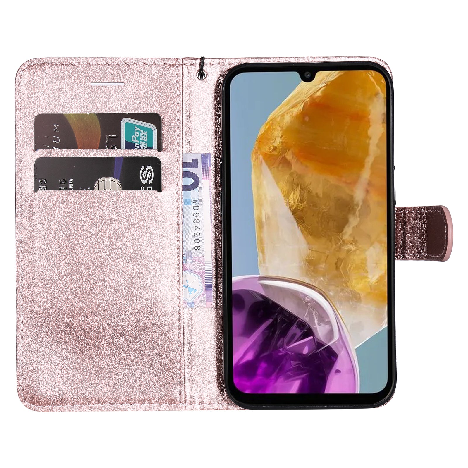 KT Leather Series-2 for Samsung Galaxy M15 5G Case Solid Color Leather Folio Phone Cover