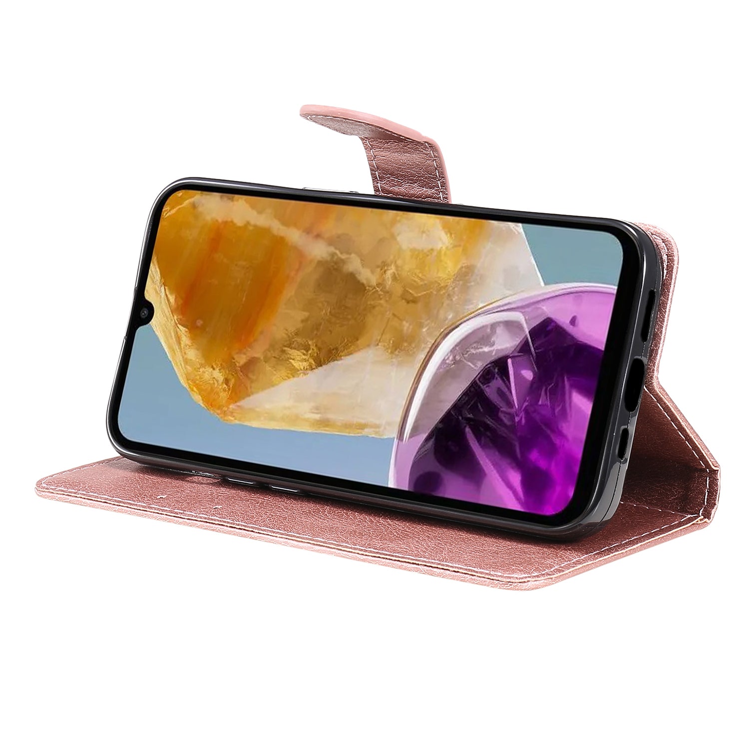 KT Leather Series-2 for Samsung Galaxy M15 5G Case Solid Color Leather Folio Phone Cover