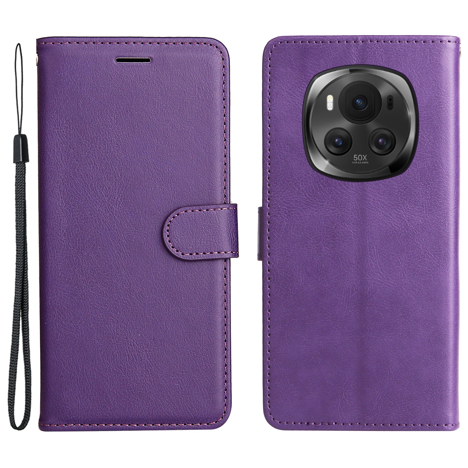 KT Leather Series-2 for Honor Magic6 5G Wallet Phone Case Solid Color Leather Flip Cover