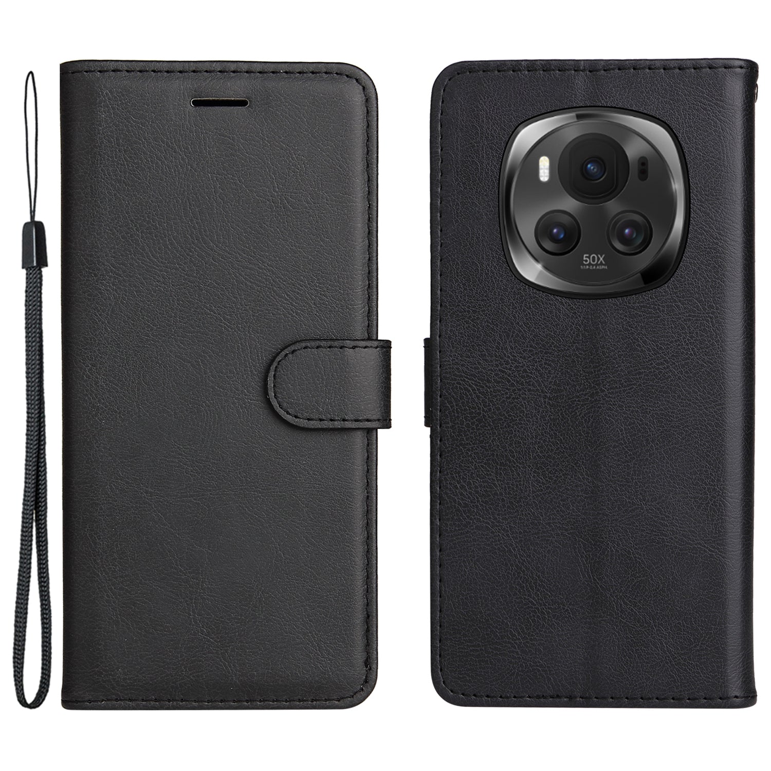 KT Leather Series-2 for Honor Magic6 5G Wallet Phone Case Solid Color Leather Flip Cover