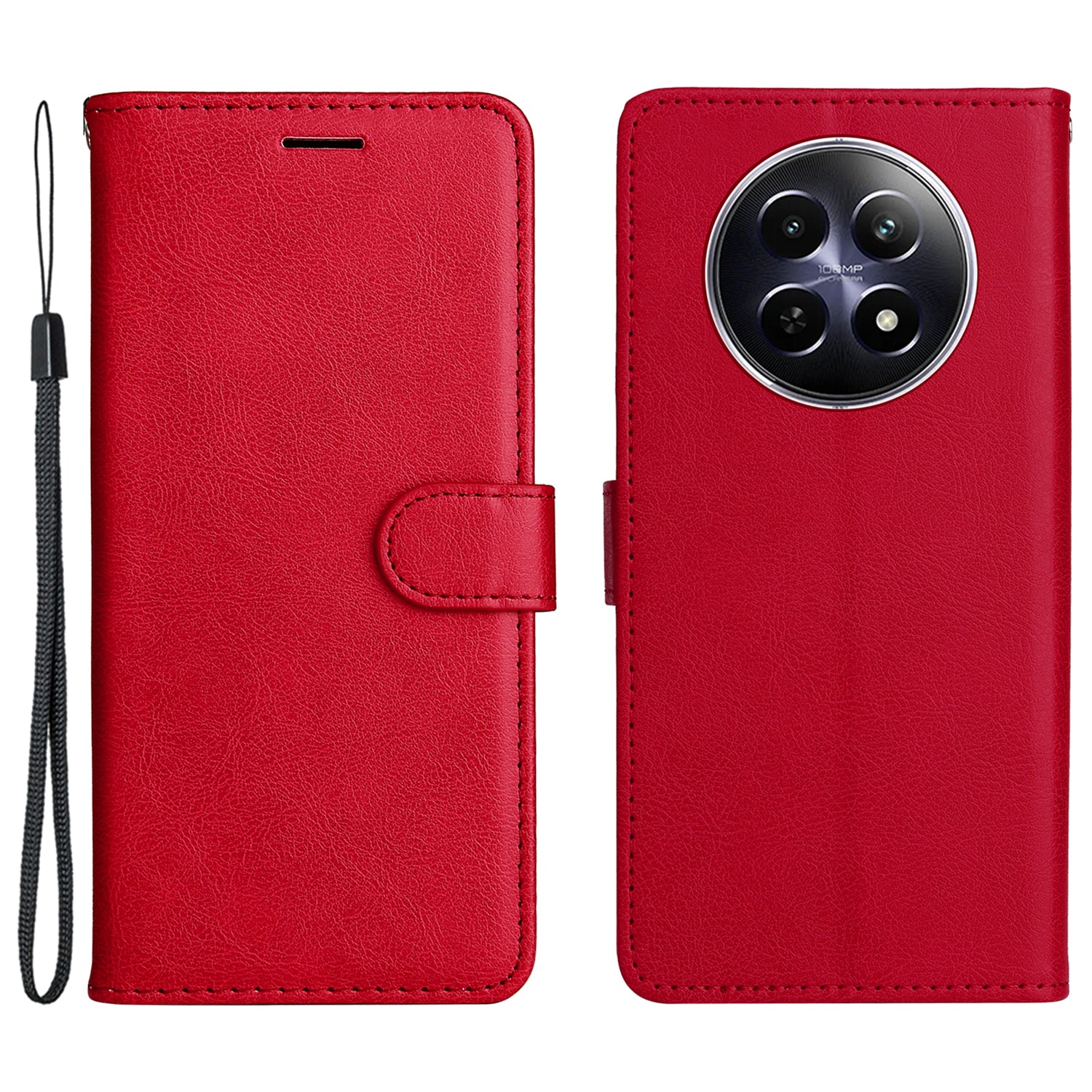 KT Leather Series-2 for Realme 12 Case Adjustable Stand Solid Color Phone Protective Shell