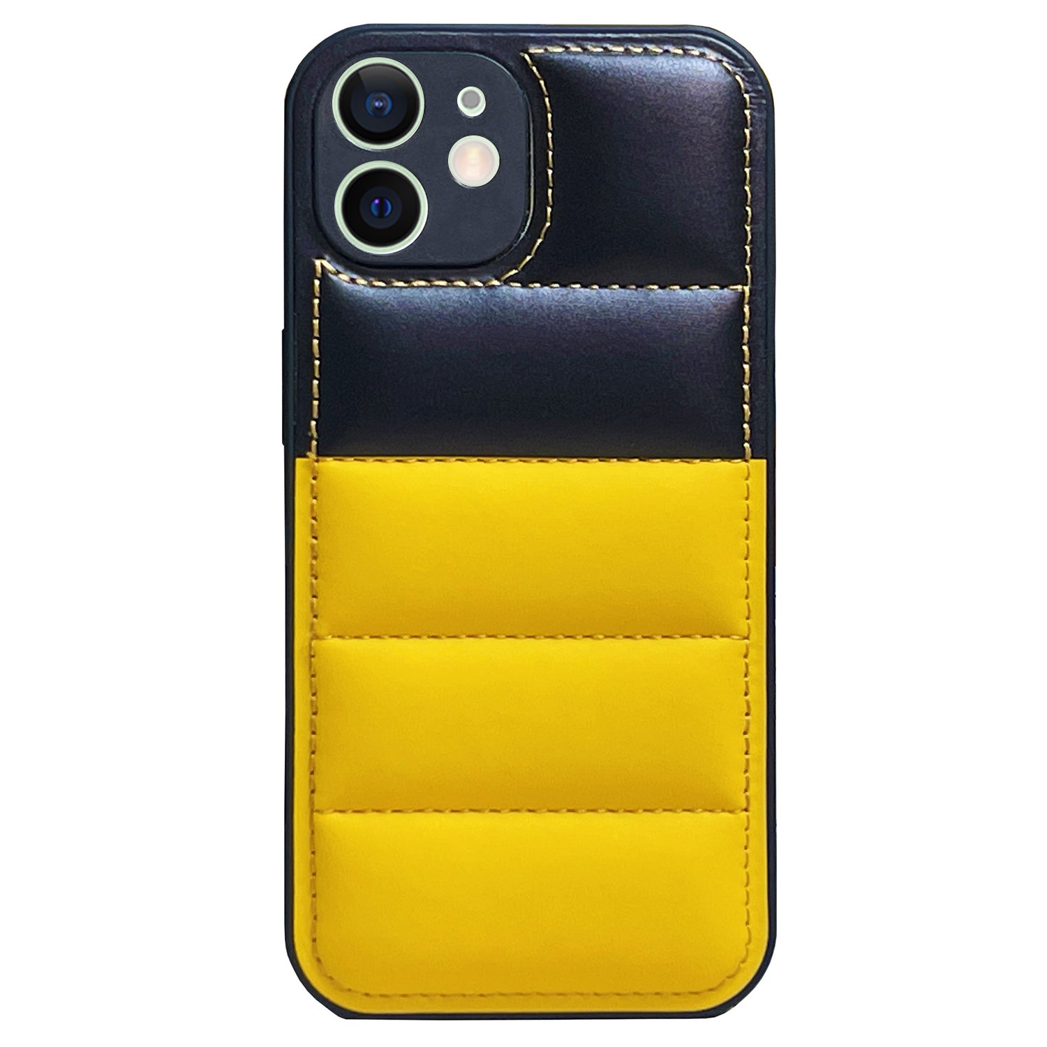 For iPhone 12 Case PU Leather Coated TPU Down Jacket Style Soft Touch Phone Cover