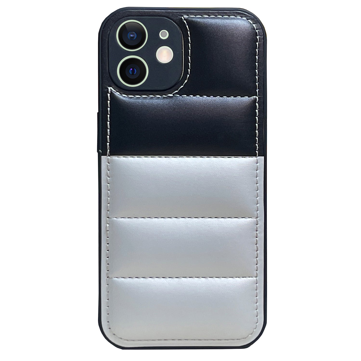 For iPhone 12 Case PU Leather Coated TPU Down Jacket Style Soft Touch Phone Cover