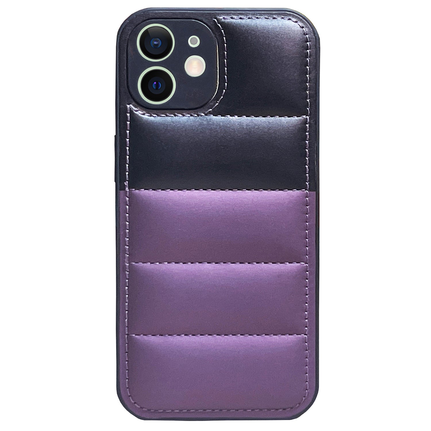 For iPhone 12 Case PU Leather Coated TPU Down Jacket Style Soft Touch Phone Cover