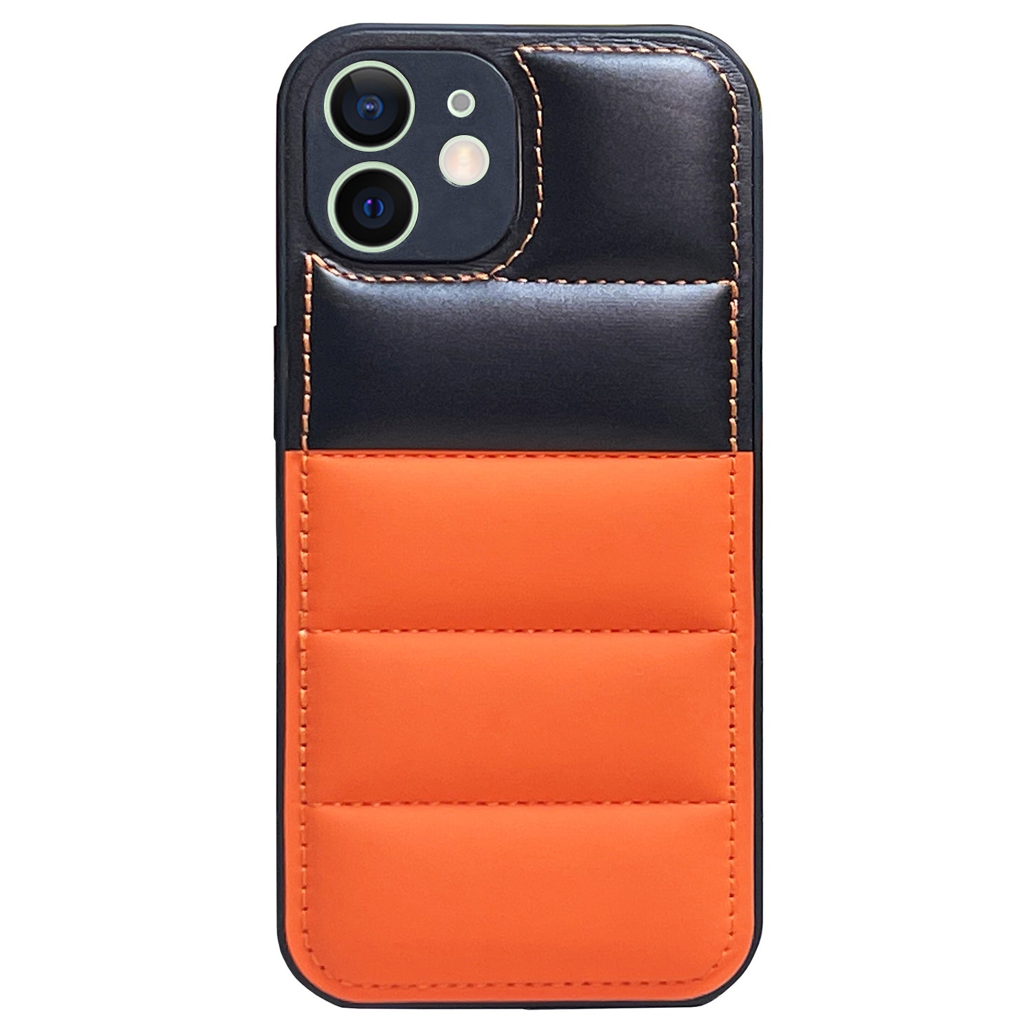 For iPhone 12 Case PU Leather Coated TPU Down Jacket Style Soft Touch Phone Cover