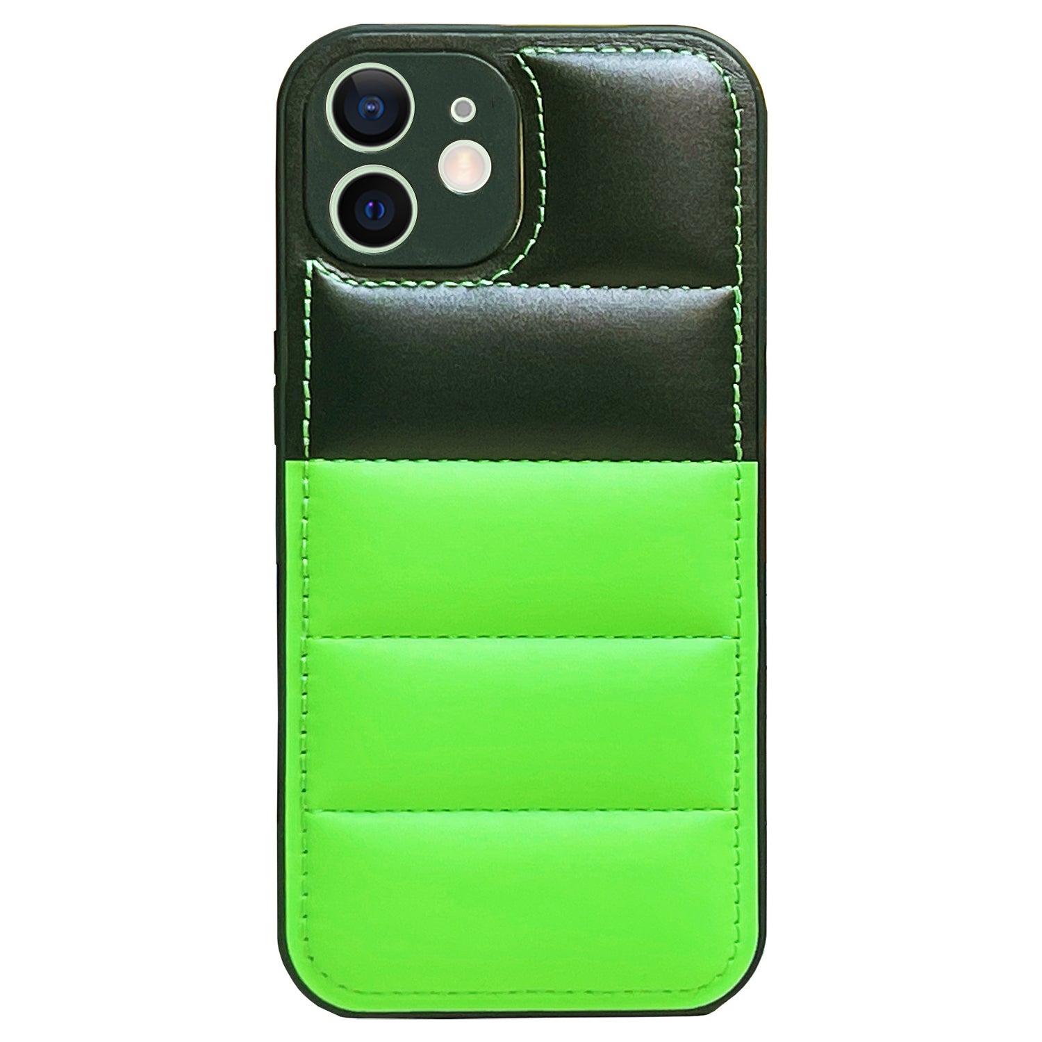 For iPhone 12 Case PU Leather Coated TPU Down Jacket Style Soft Touch Phone Cover