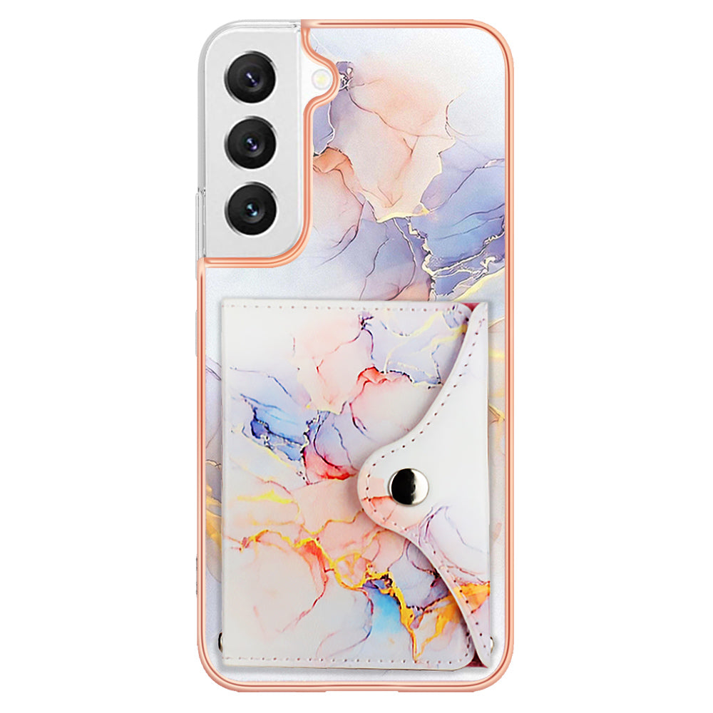 YB Leather Coating Series-9 for Samsung Galaxy S23 IMD Case Kickstand PU+TPU Phone Cover with Card Slot