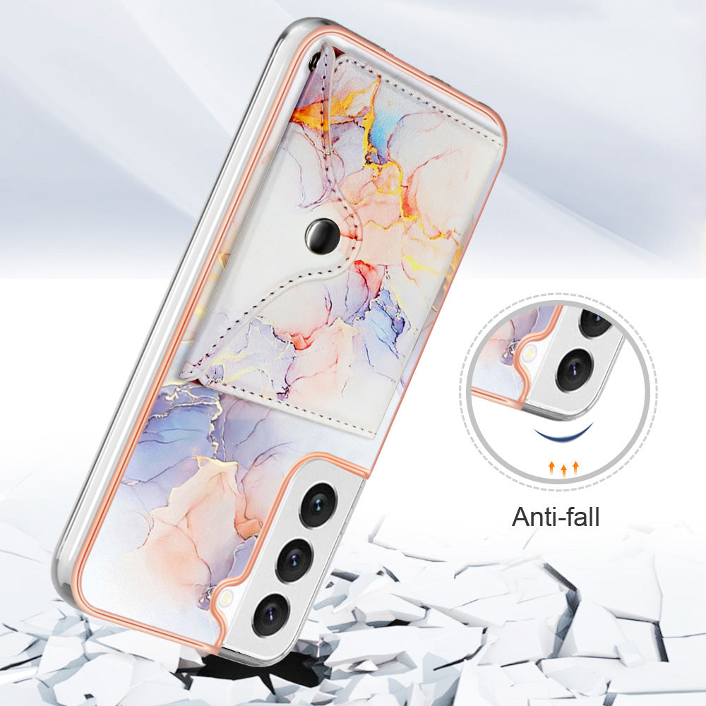 YB Leather Coating Series-9 for Samsung Galaxy S23 IMD Case Kickstand PU+TPU Phone Cover with Card Slot