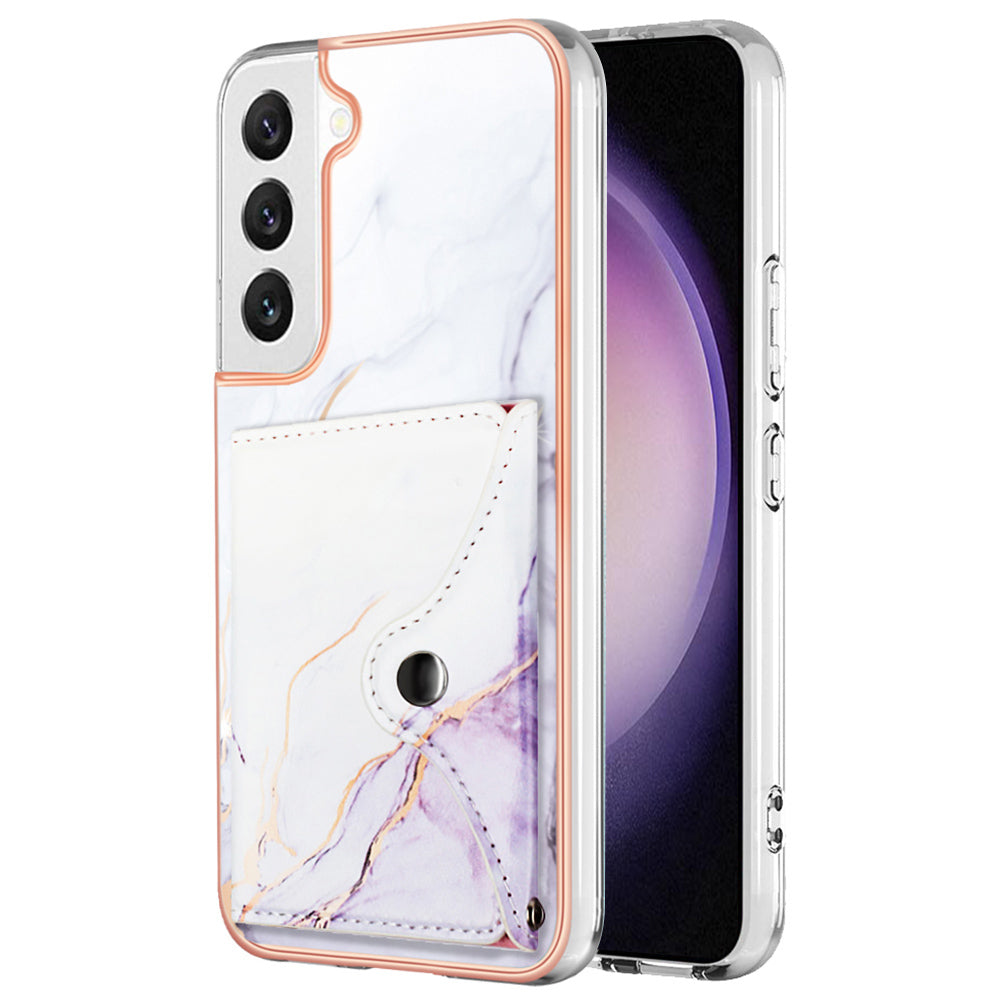 YB Leather Coating Series-9 for Samsung Galaxy S23 IMD Case Kickstand PU+TPU Phone Cover with Card Slot