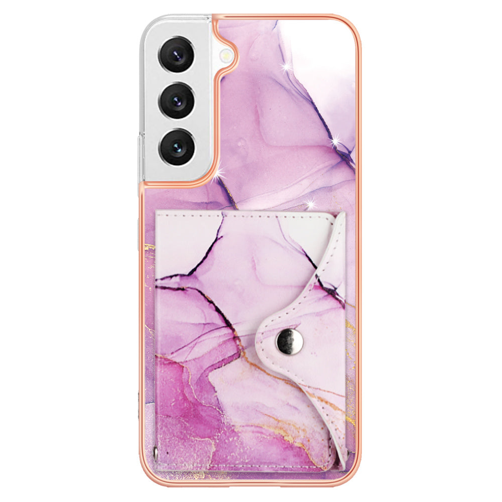 YB Leather Coating Series-9 for Samsung Galaxy S23+ Kickstand Case PU+TPU IMD Phone Cover with Card Slot